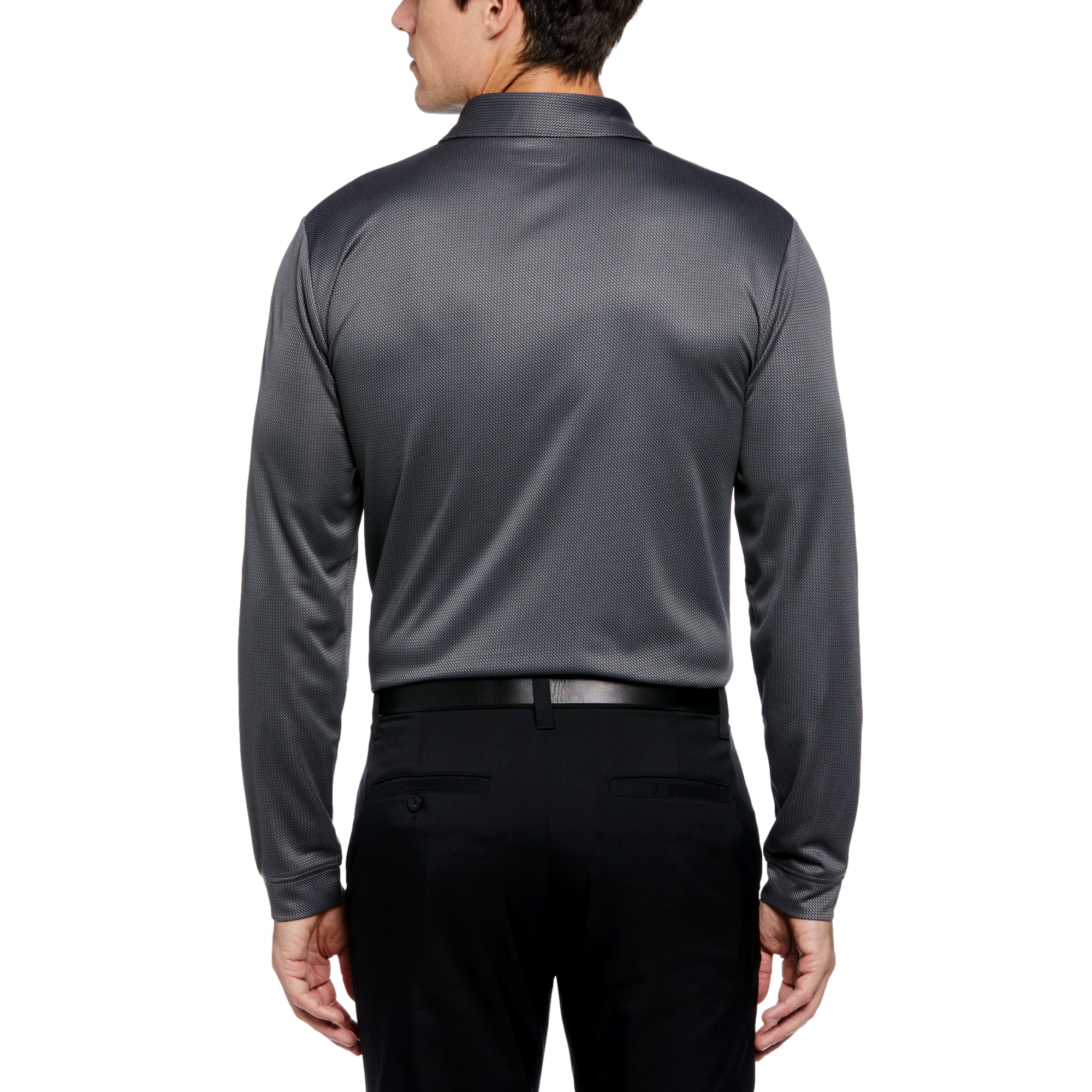 Mini Jacquard Men's Long Sleeve Golf Polo Shirt