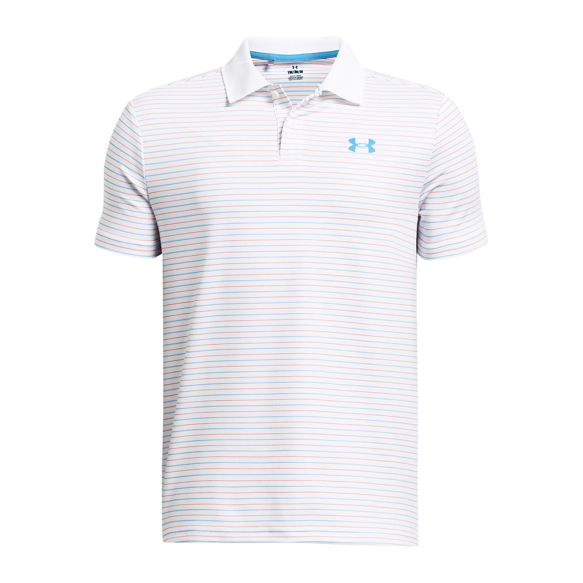 Under Armour Boys' UA Matchplay Stripe Polo, White/Blue, XL