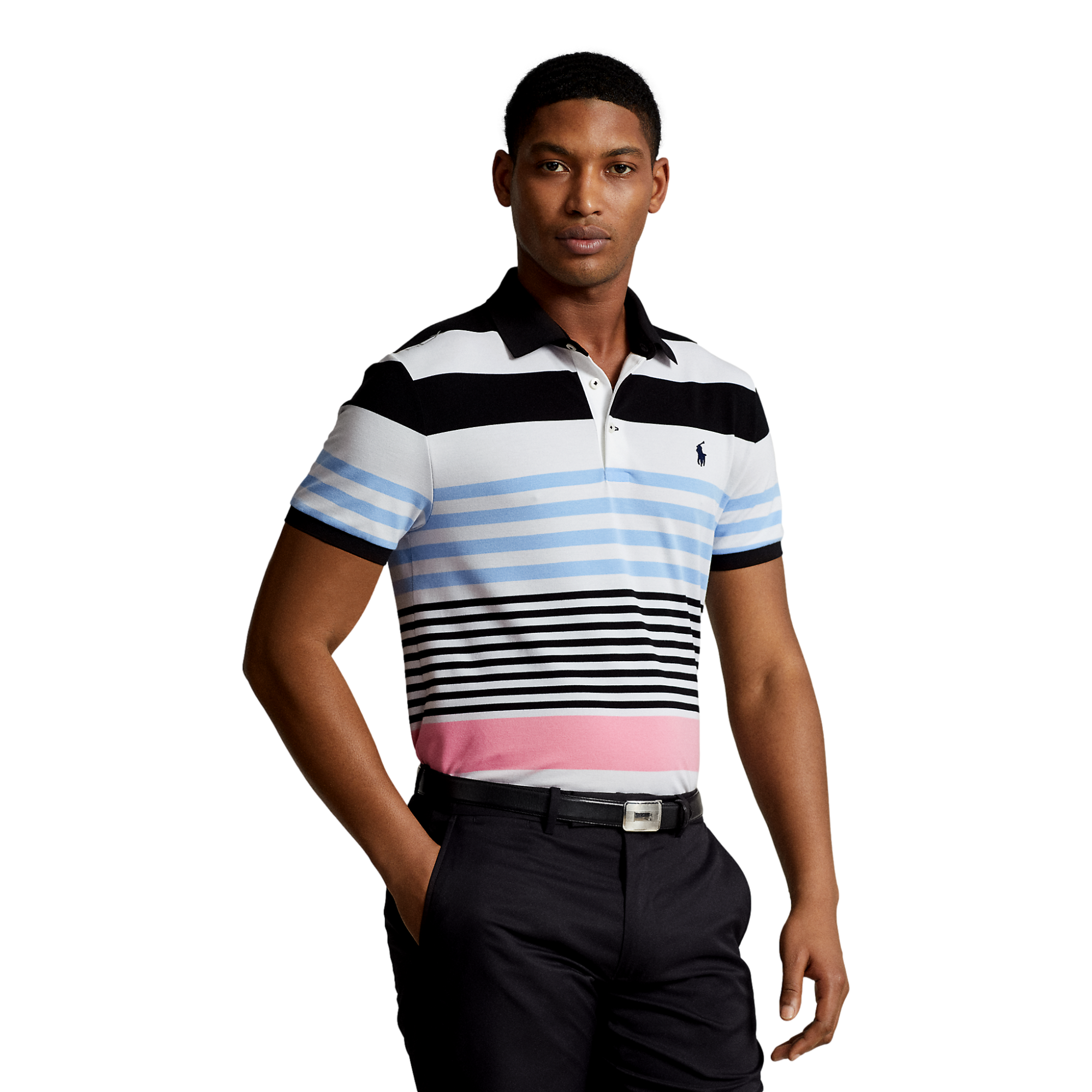★★ ★★ Athletic Golf Pique Tee T12E6TPO440MT FootJoy Pique Solid Gingham Trim Golf Shirt (Athletic Fit