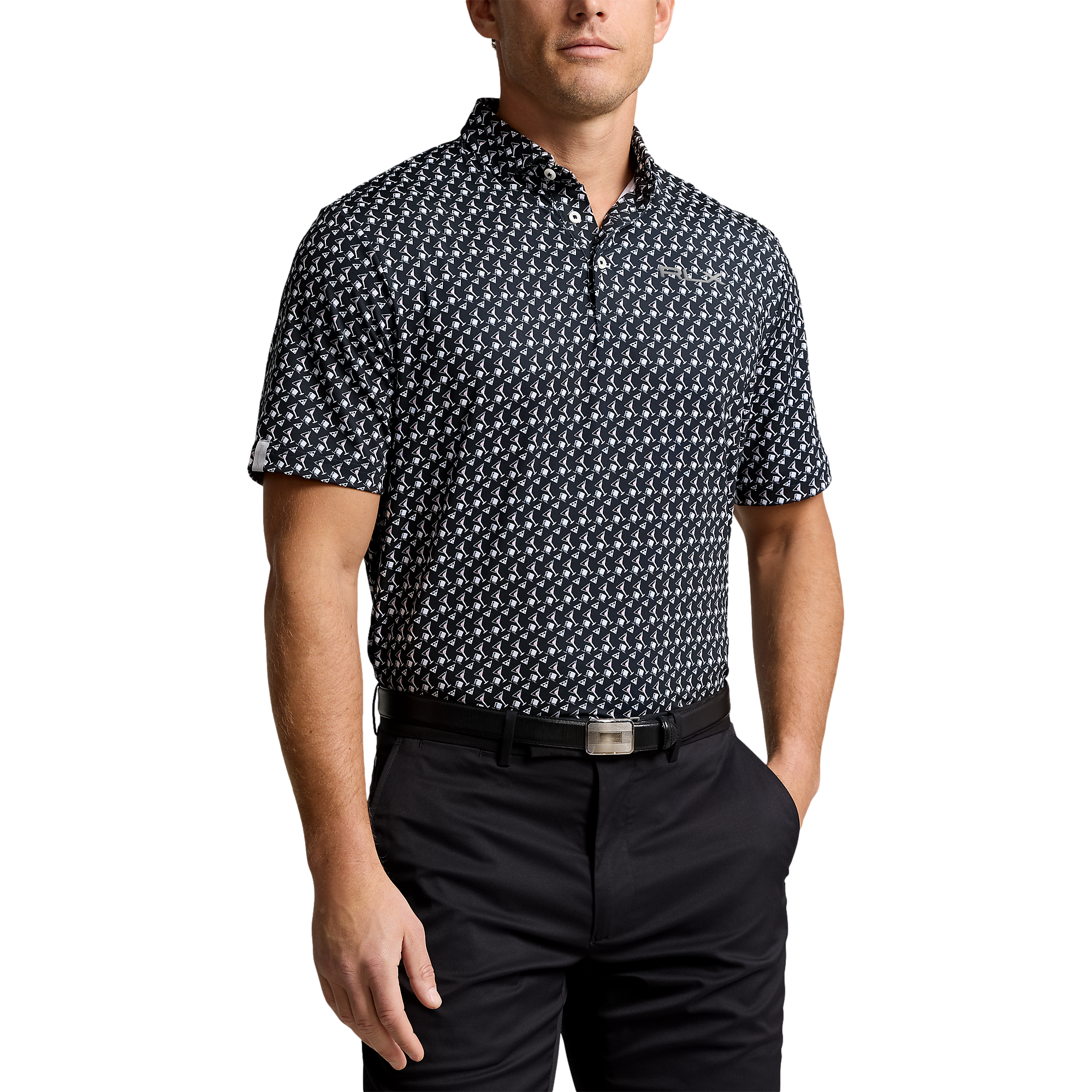 Airflow Lightweight Printed Short Sleeve Polo Shirt