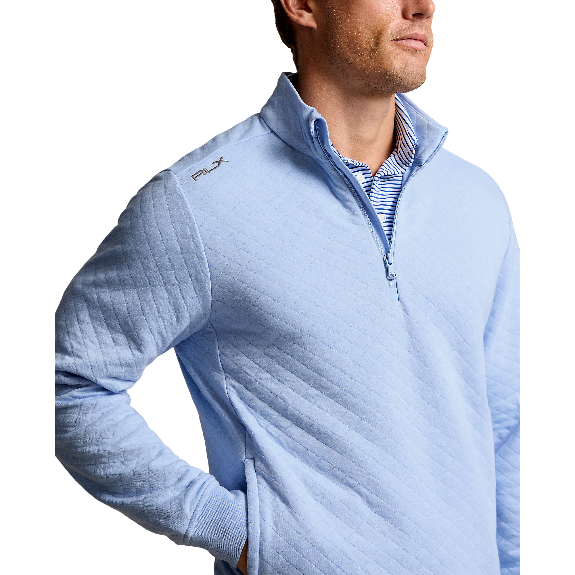Quilted Double-Knit Men's Golf Quarter Zip Pull Over
