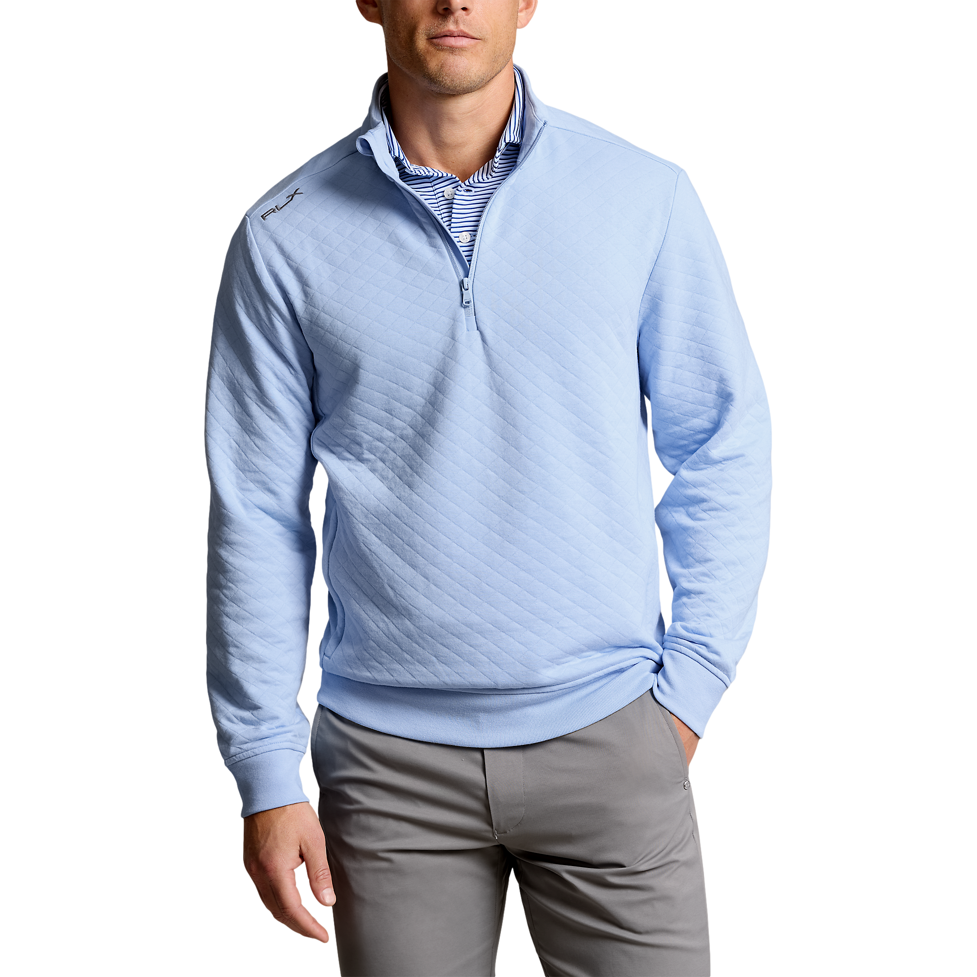 Quilted Double-Knit Men's Golf Quarter Zip Pull Over