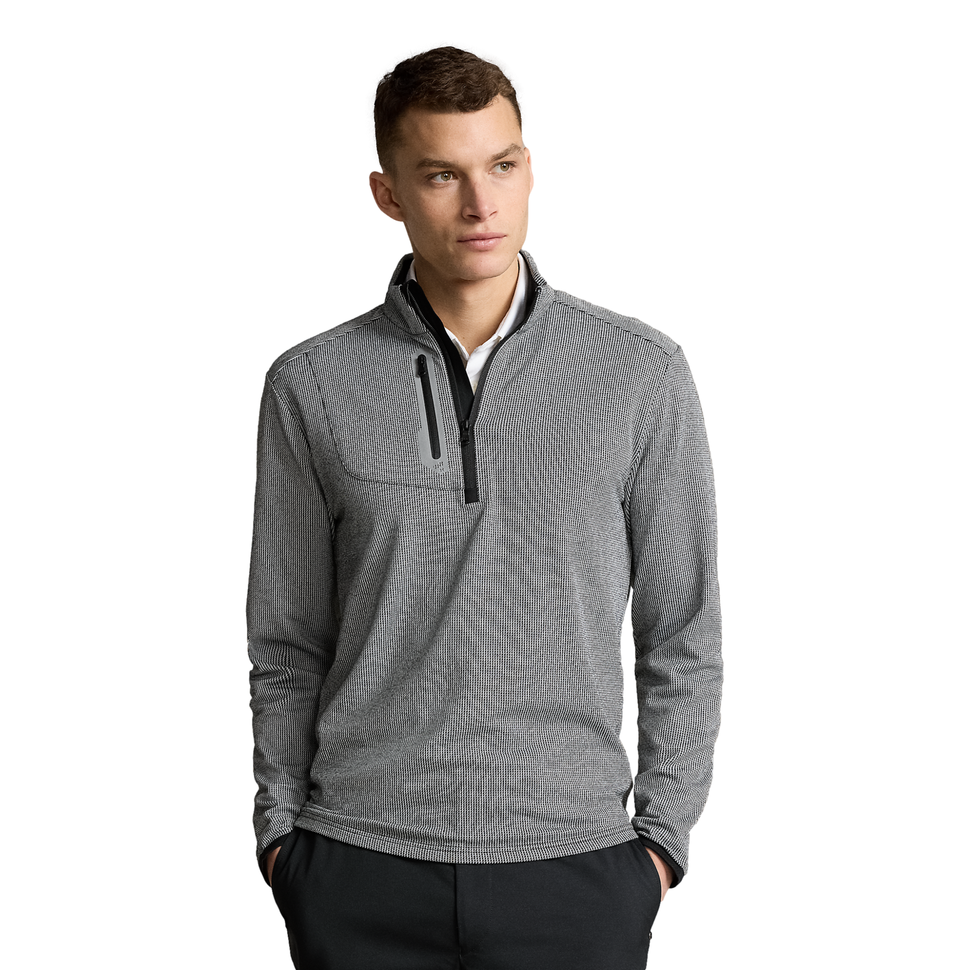 RLX Golf Classic Fit Houndstooth Jersey Quarter Zip Pullover | PGA