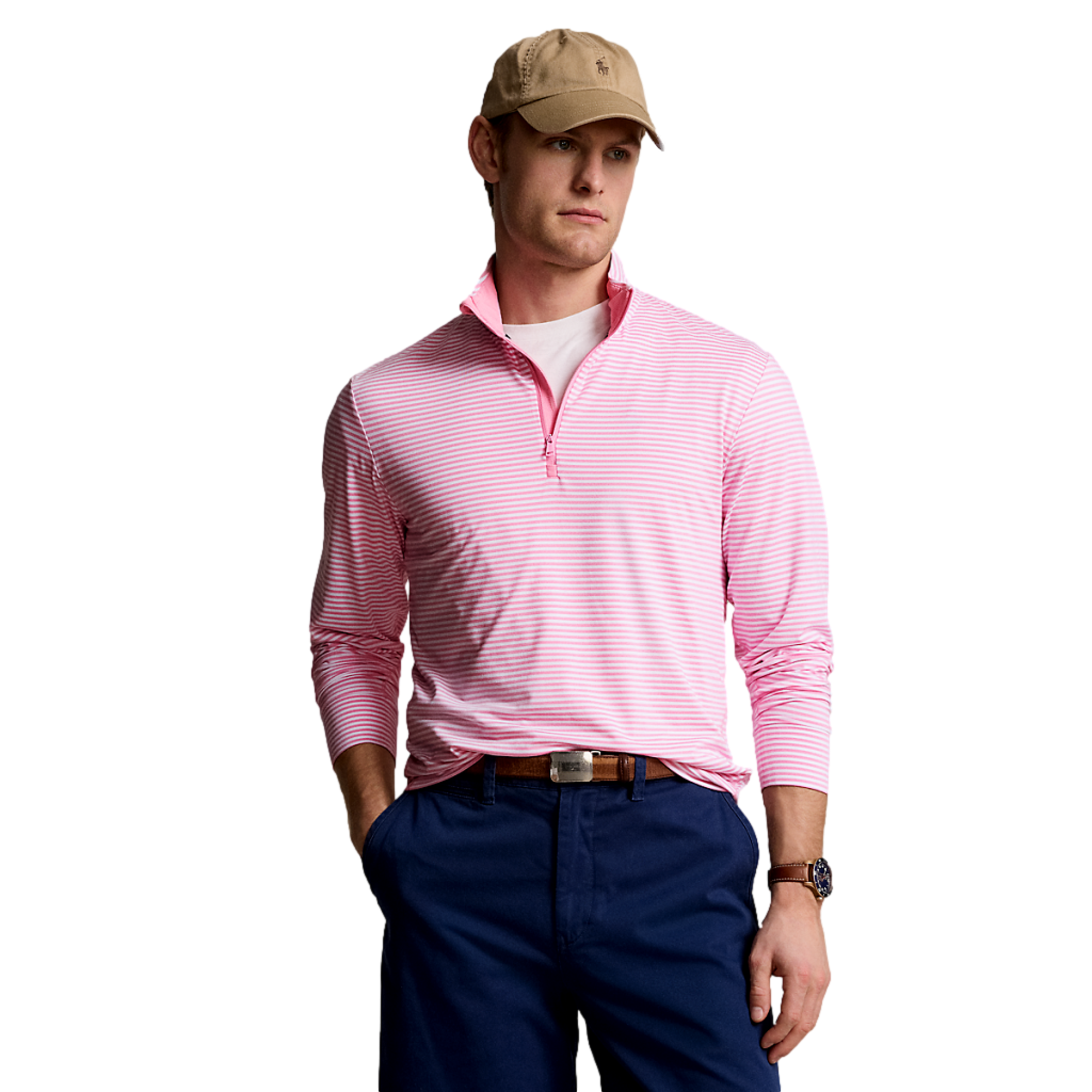 Striped Jersey Men's Golf Quarter Zip
