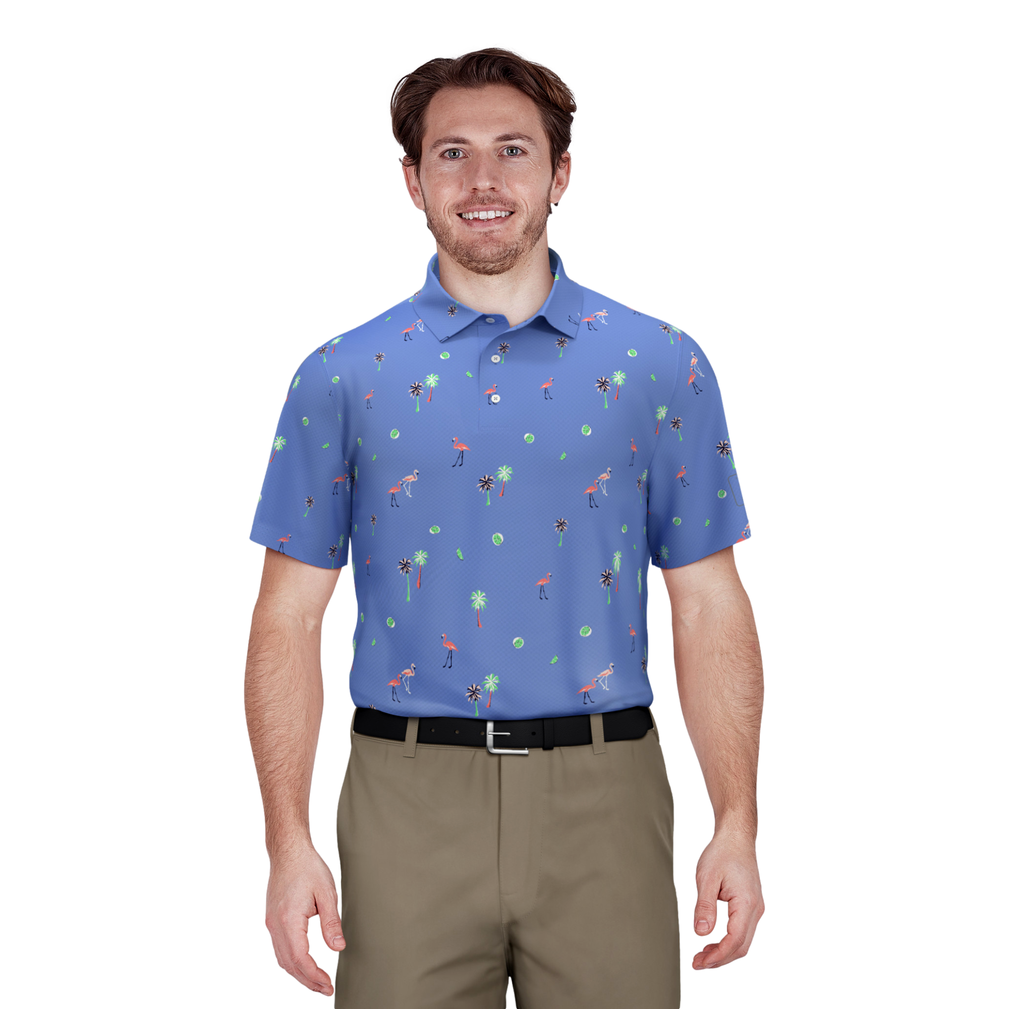 Flamingo Print Golf Polo