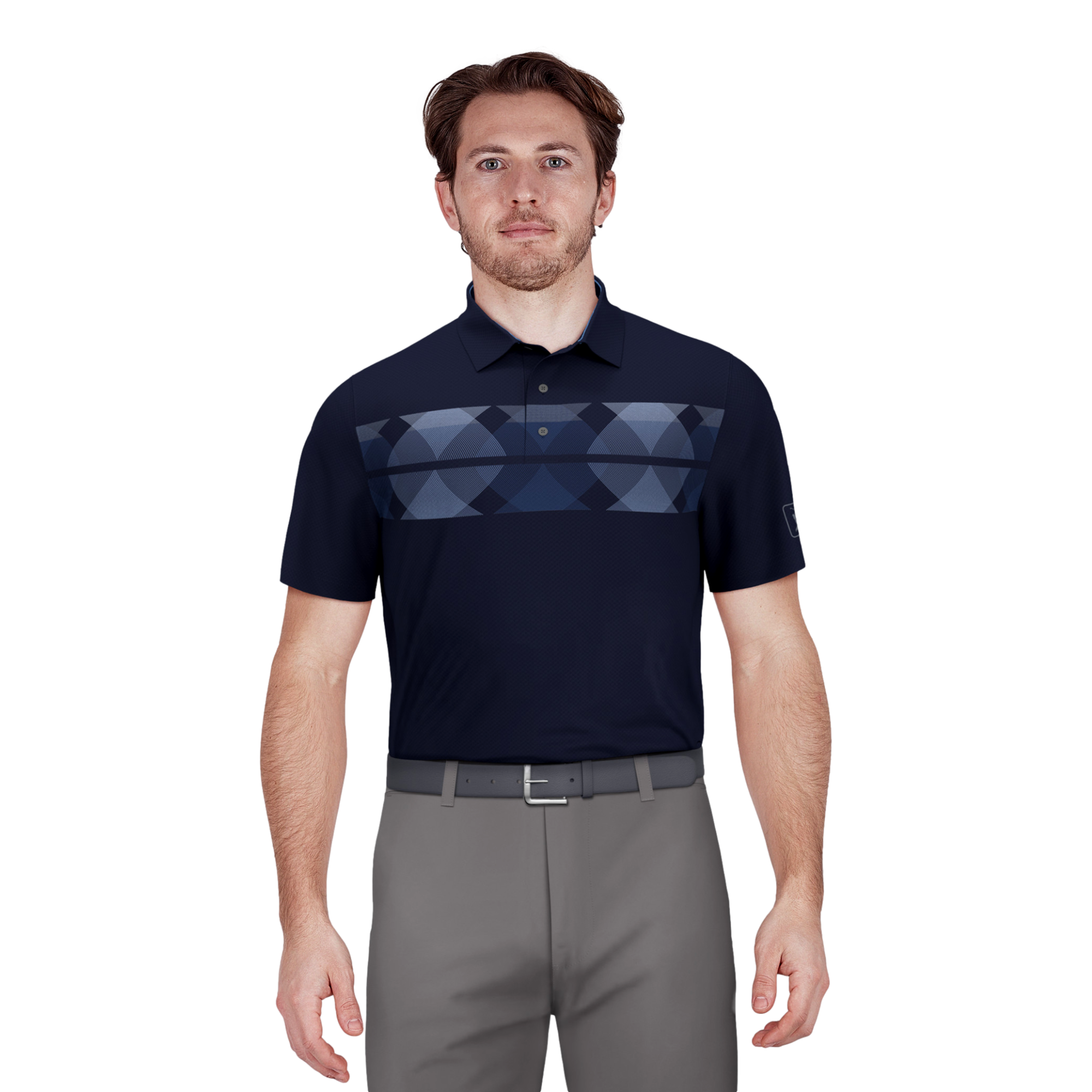 Argyle Print Men's Short Sleeve Golf Polo Shirt