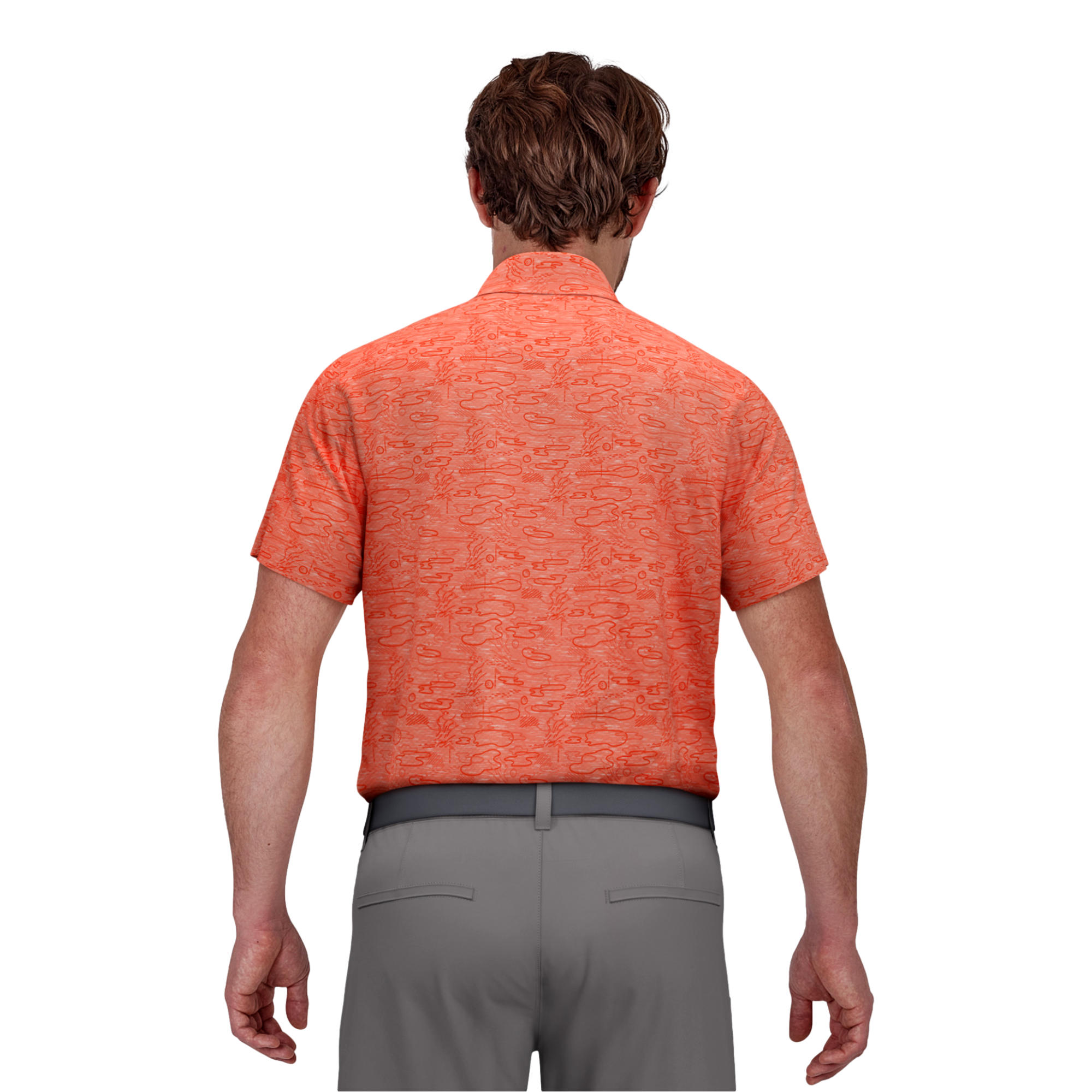 Heather Linear Print Golf Polo