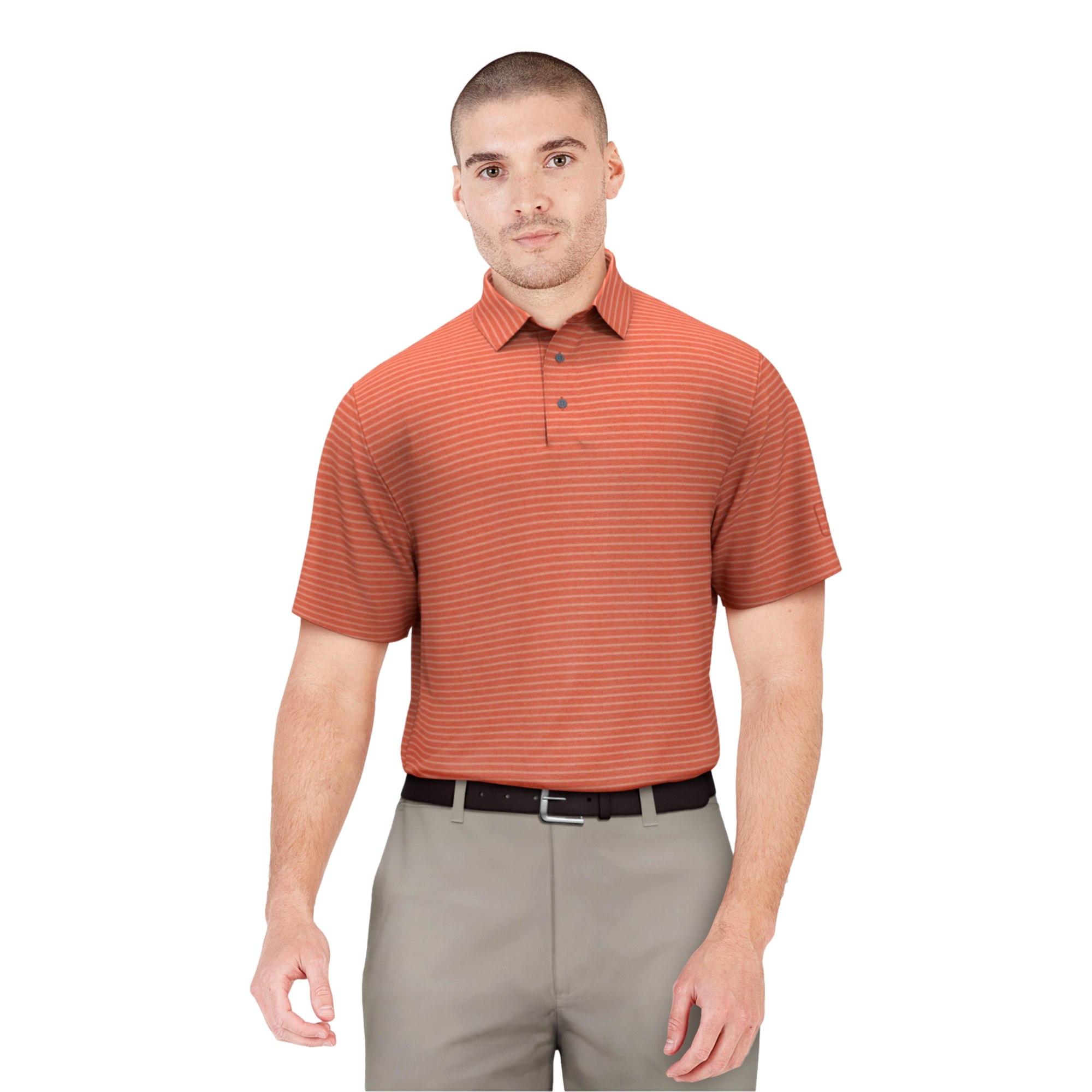 Heather Feeder Striped Men's Golf Polo Shirt