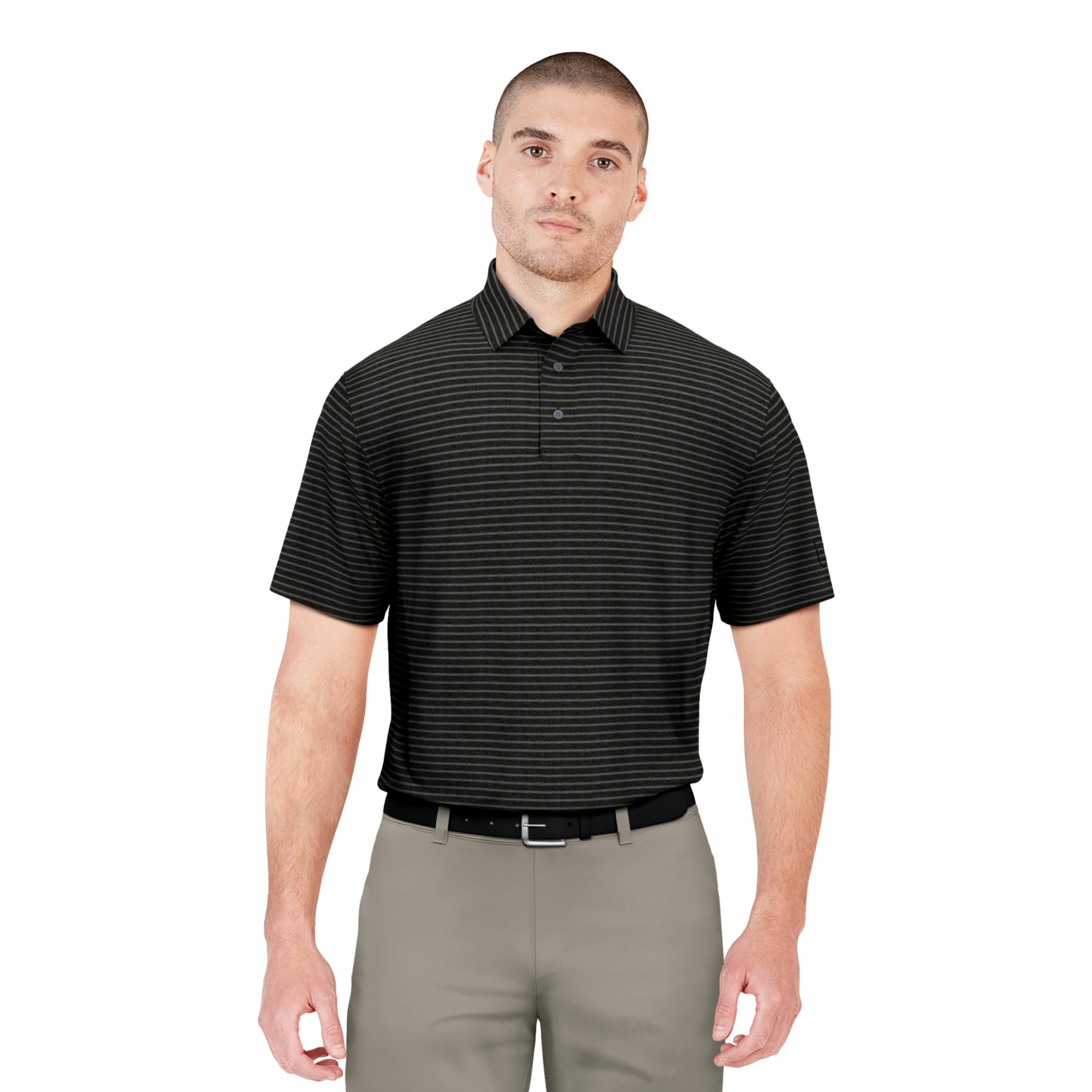 Heather Feeder Striped Men's Golf Polo Shirt