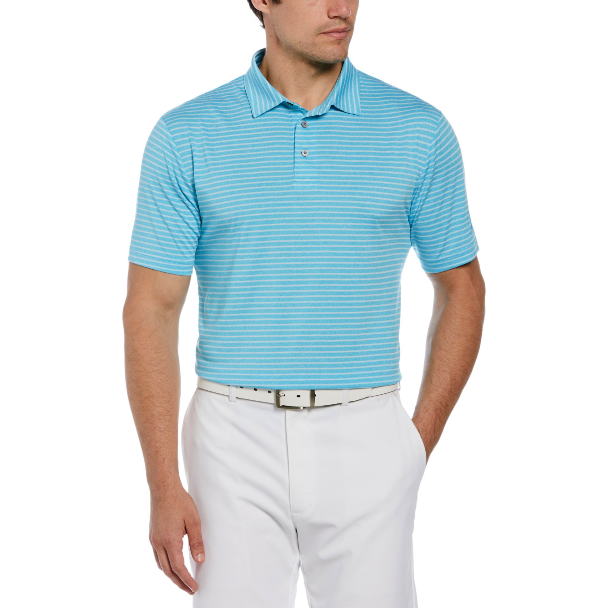 Heather Feeder Striped Men's Golf Polo Shirt