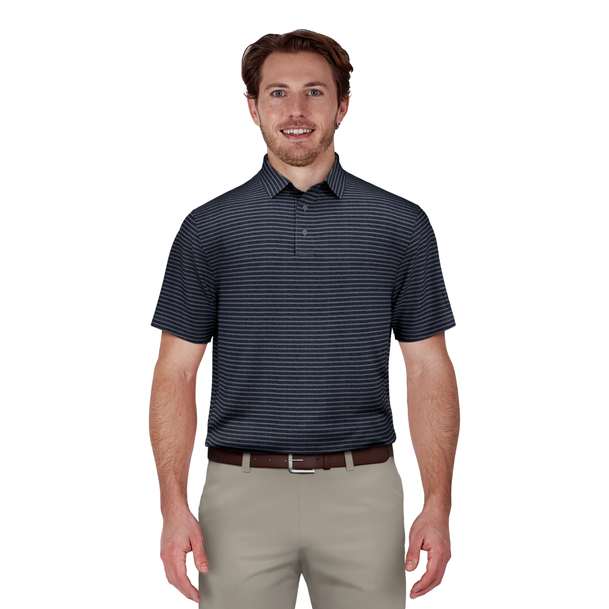 Heather Feeder Striped Men's Golf Polo Shirt