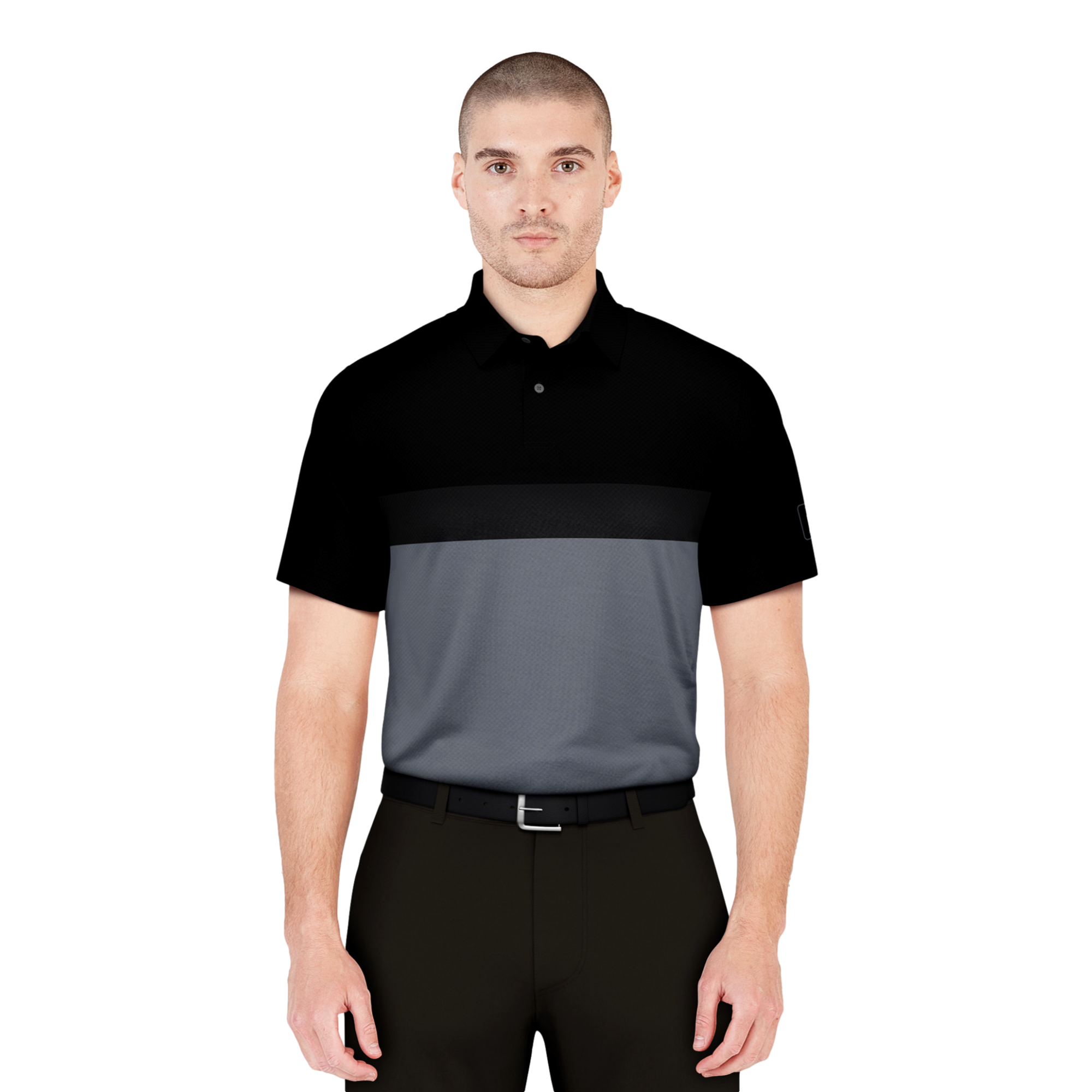 Textured Color Block Golf Polo