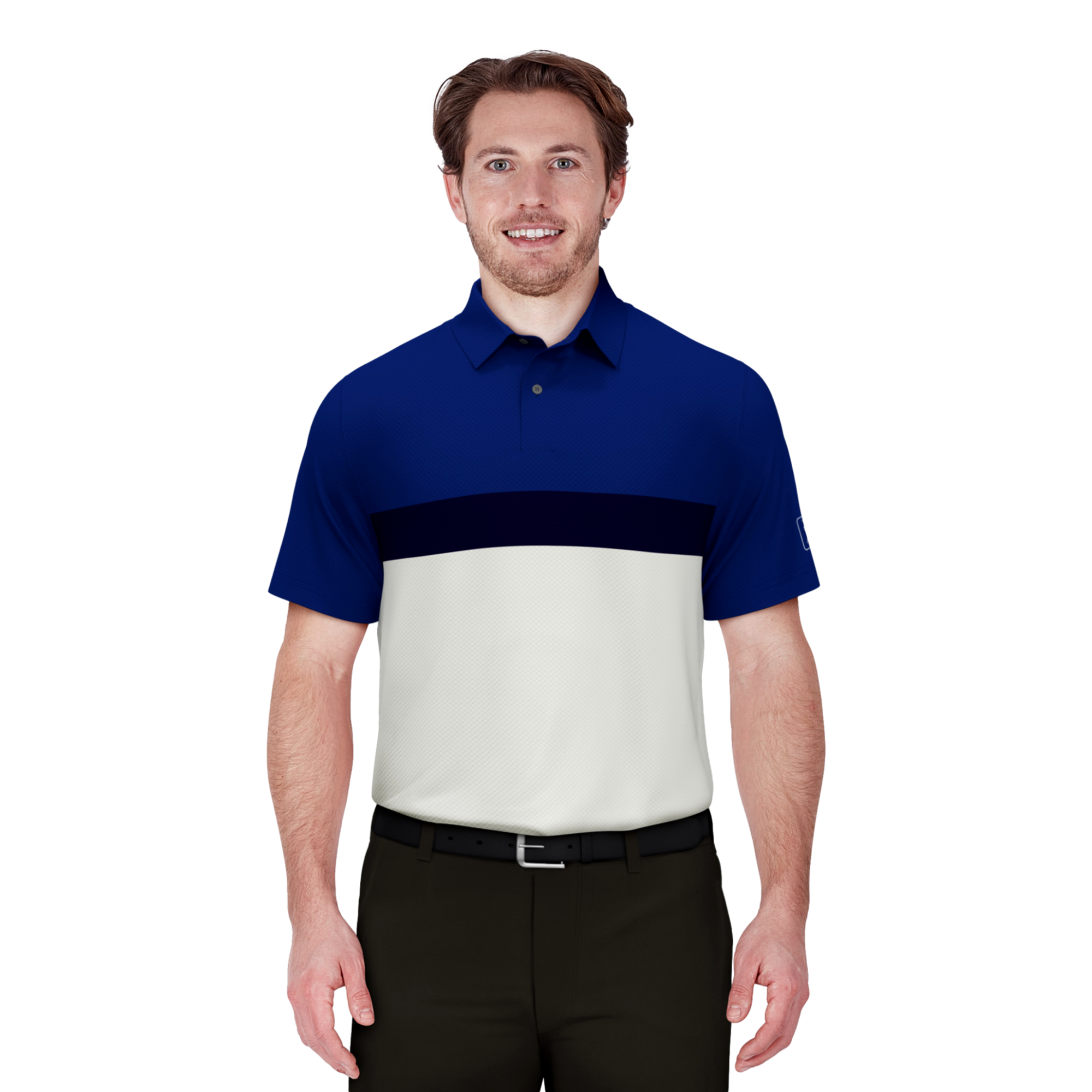 Textured Color Block Men's Short Sleeve Golf Polo Shirt