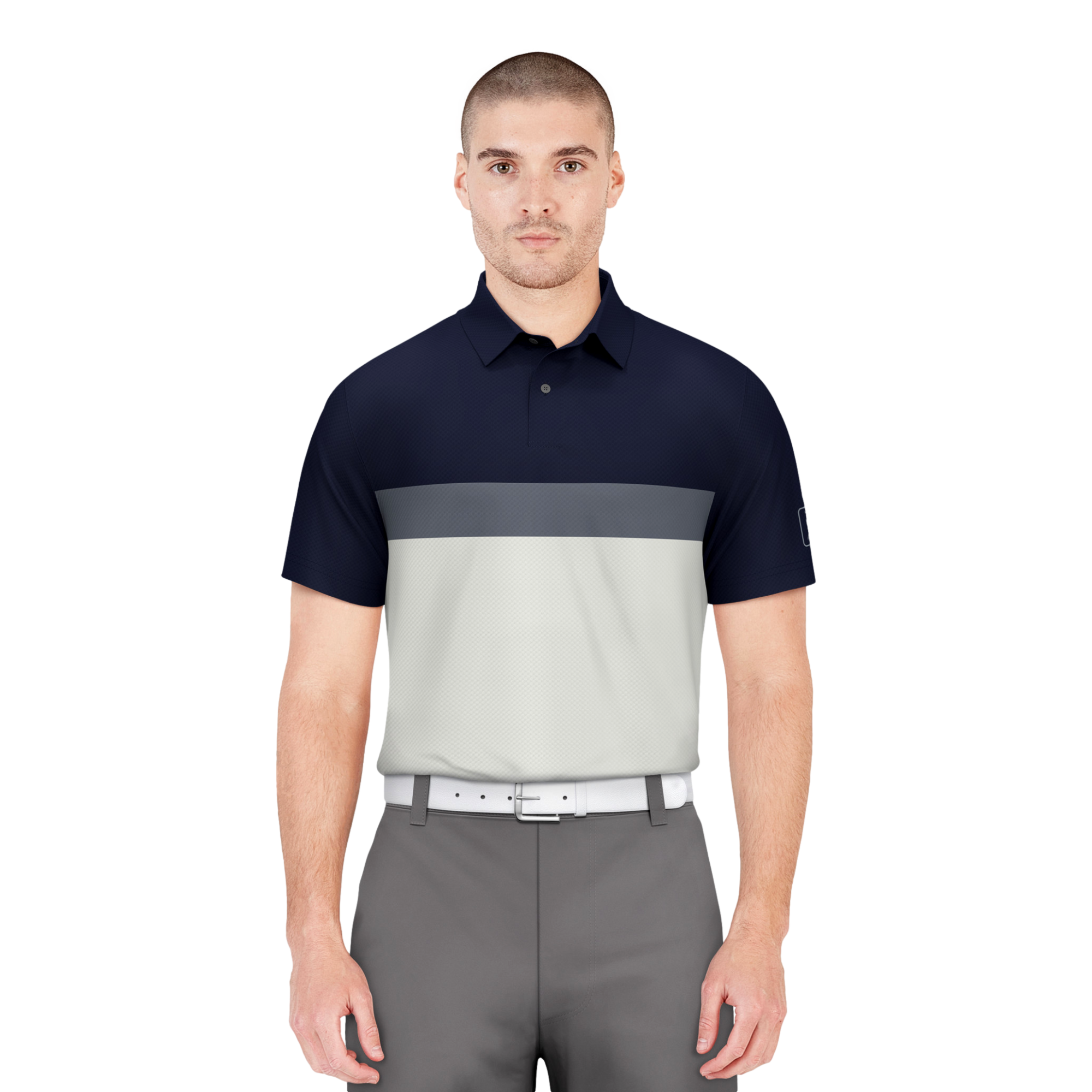 Textured Color Block Golf Polo