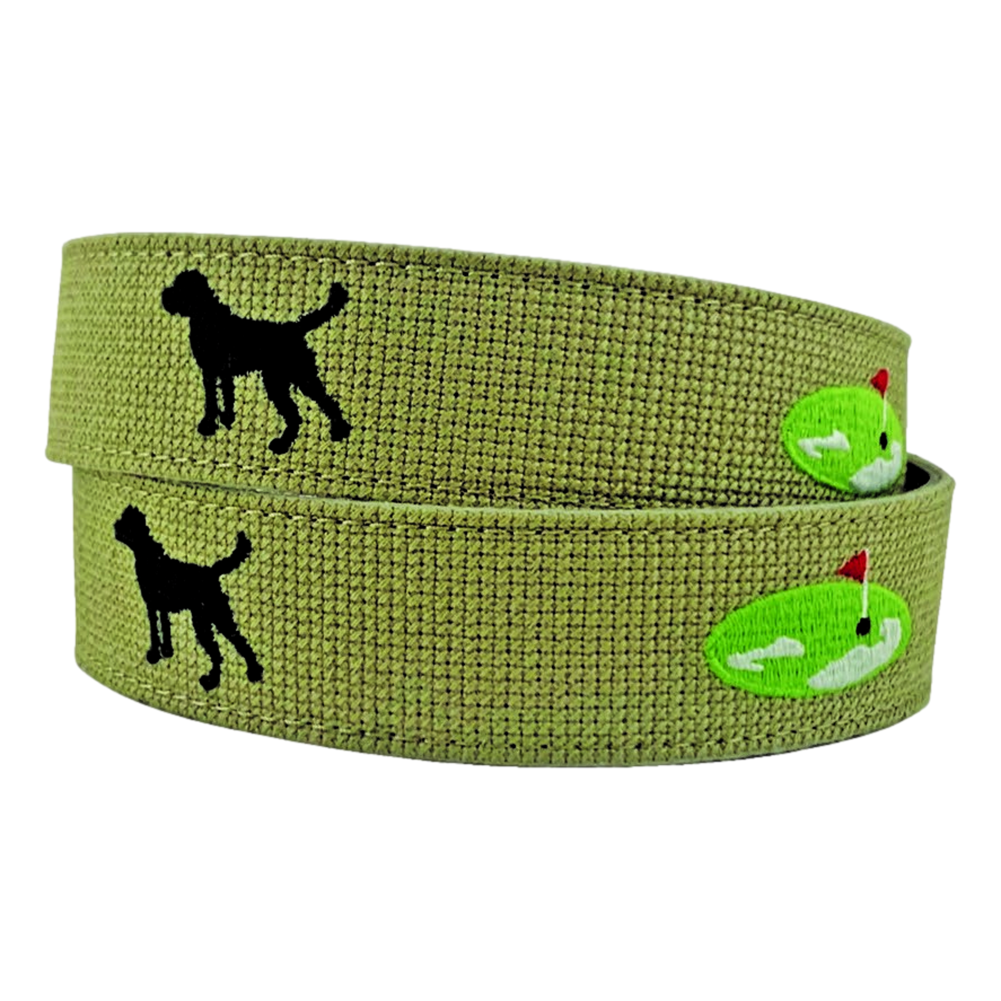 Black Lab And Golf Themed Needlepoint Men's Golf Belt