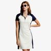 Color-Blocked Short Sleeve A-Line Polo Dress