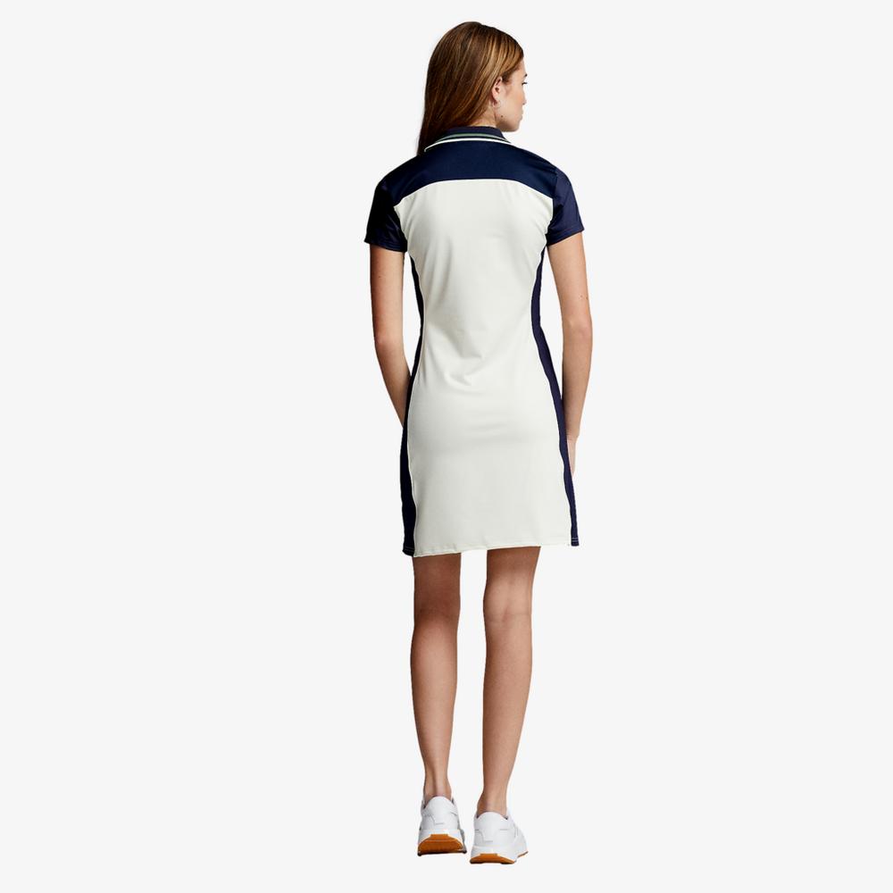 Color-Blocked Short Sleeve A-Line Polo Dress