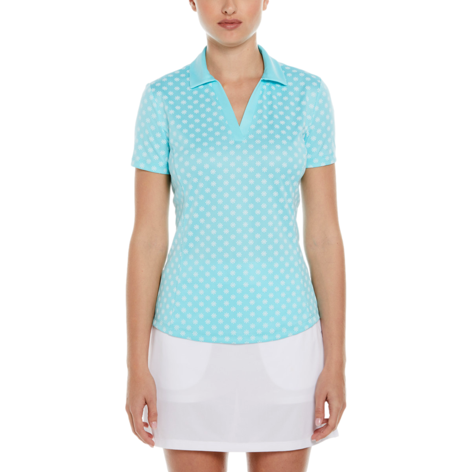 Essential Daisy Print Short Sleeve Polo Shirt