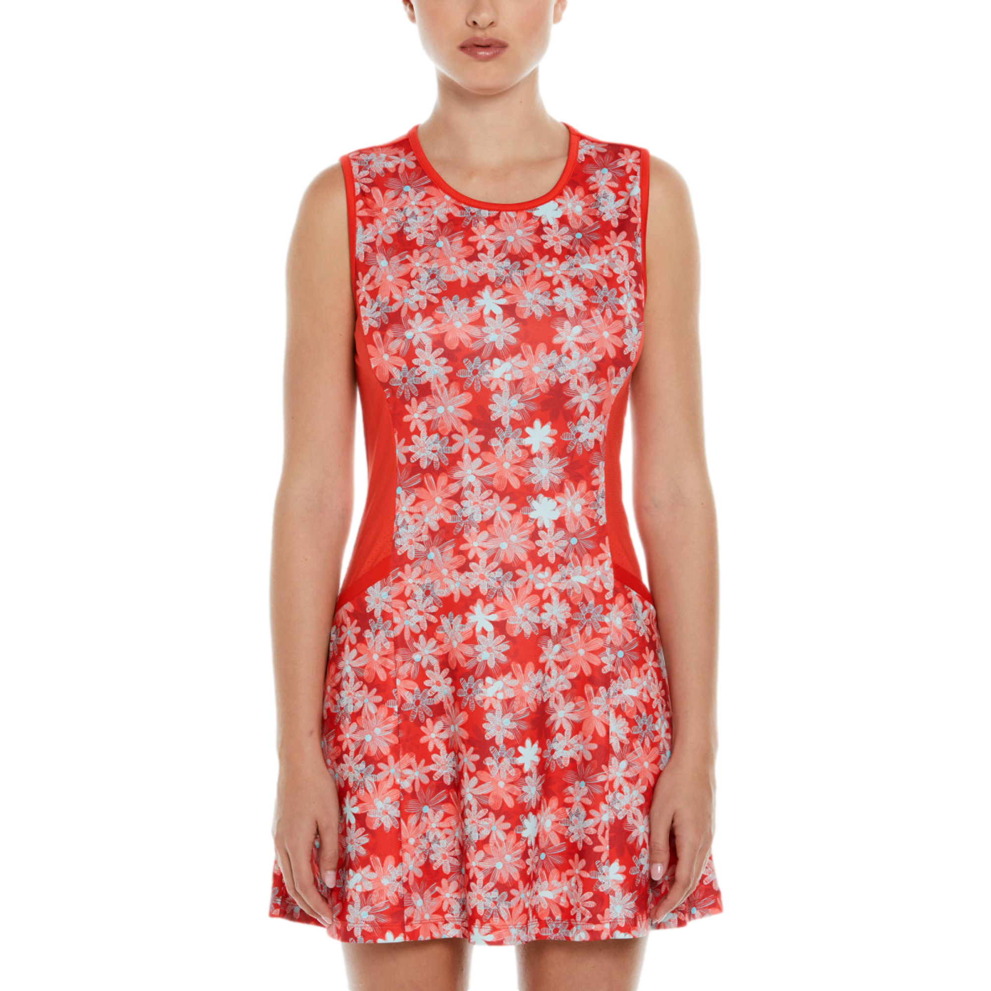 Playful Floral Print Sleeveless Golf Dress