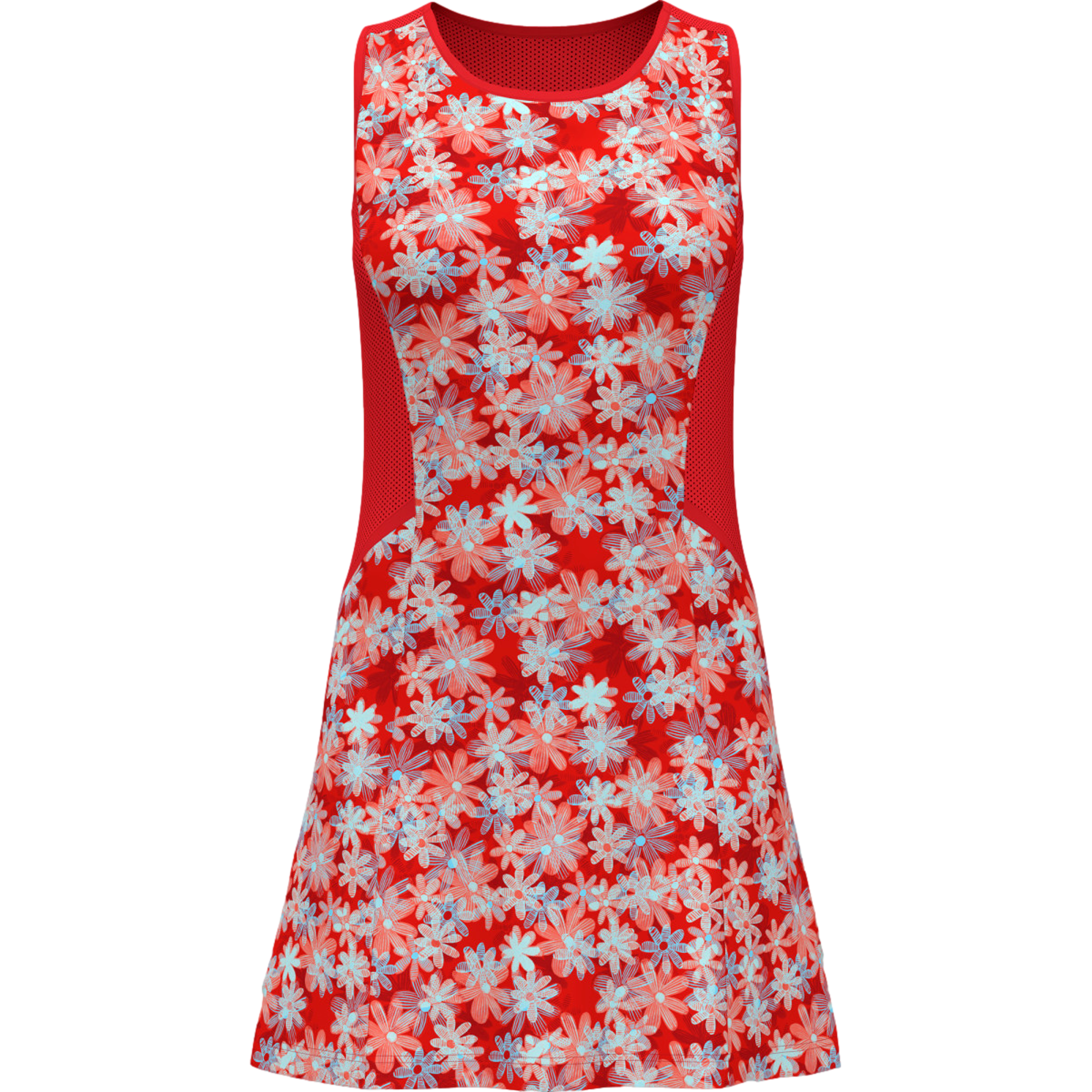 Playful Floral Print Sleeveless Golf Dress