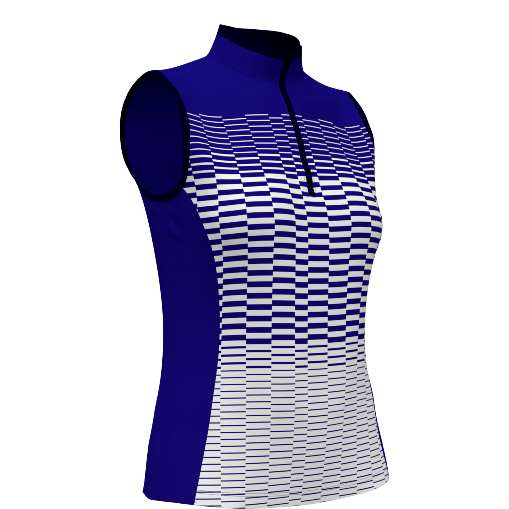 Checker Sleeveless Quarter Zip Mock Neck Top