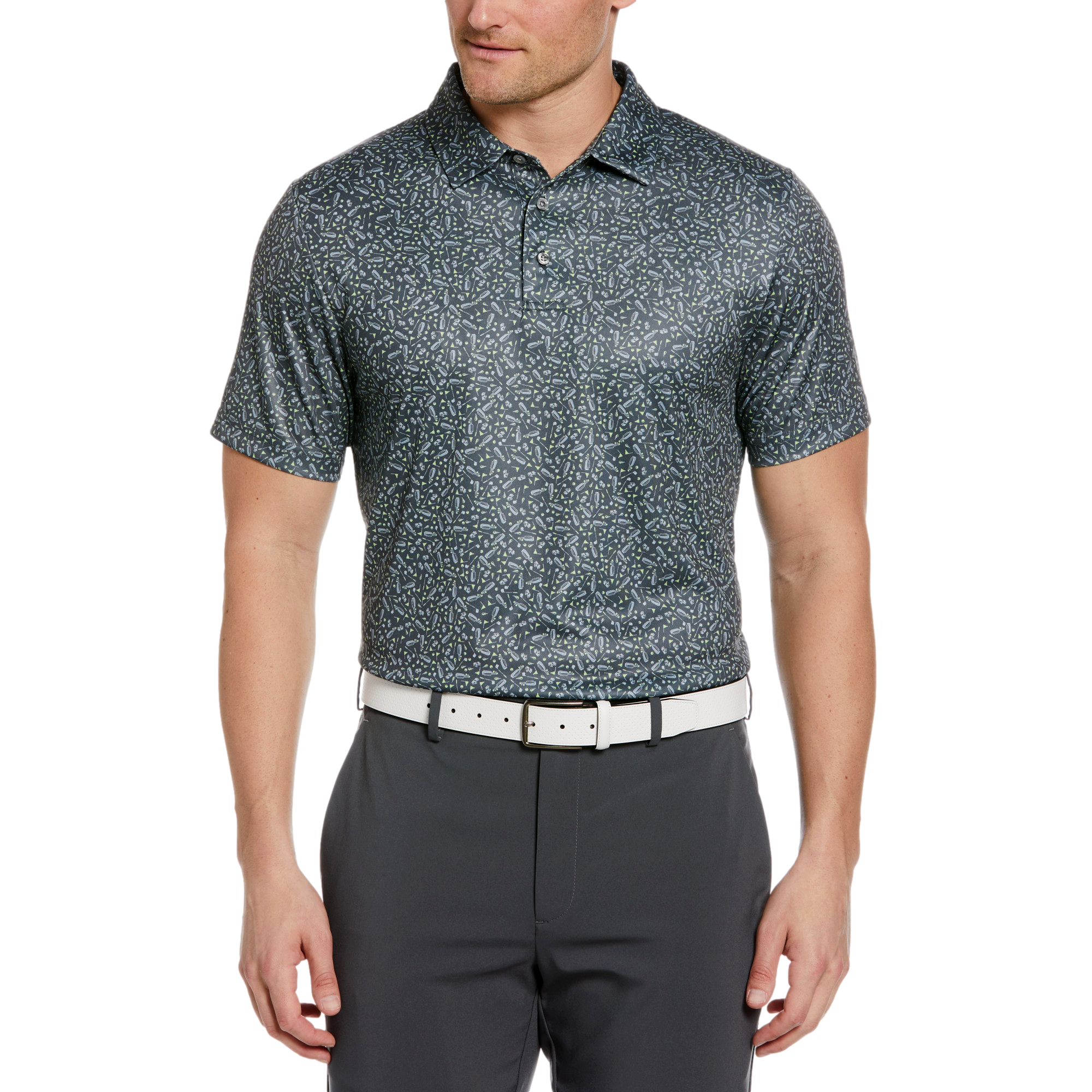 Conversational Print Short Sleeve Golf Polo Shirt