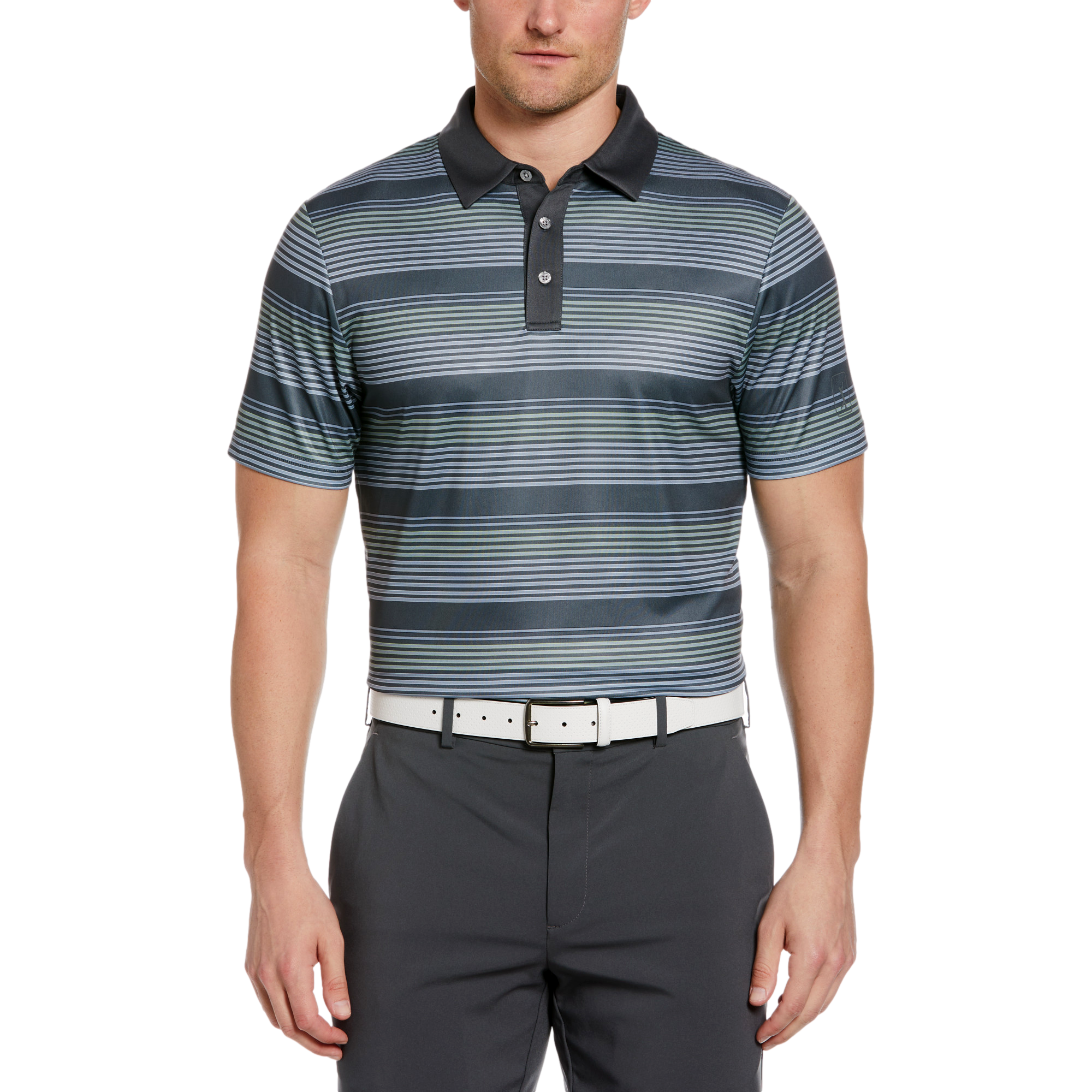 Energy Stripe Print Men's Short Sleeve Golf Polo Shirt