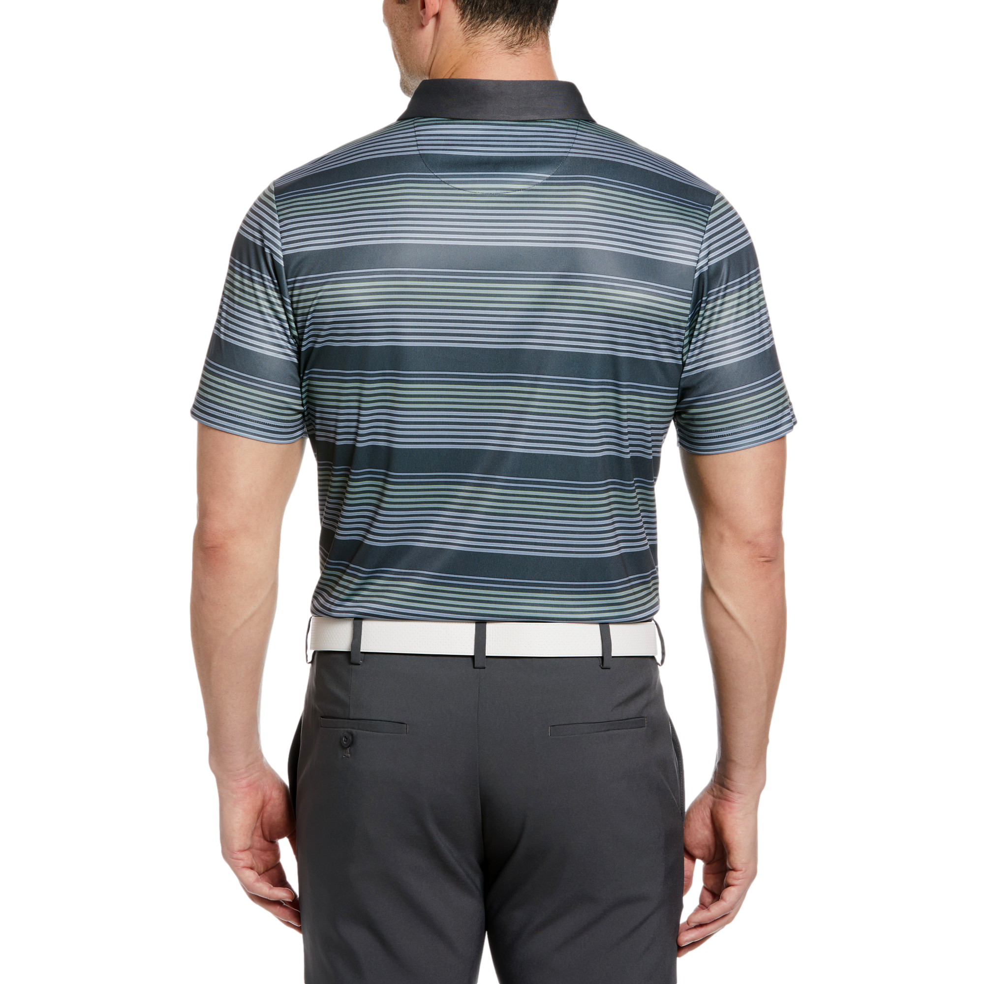 Energy Stripe Print Men's Short Sleeve Golf Polo Shirt