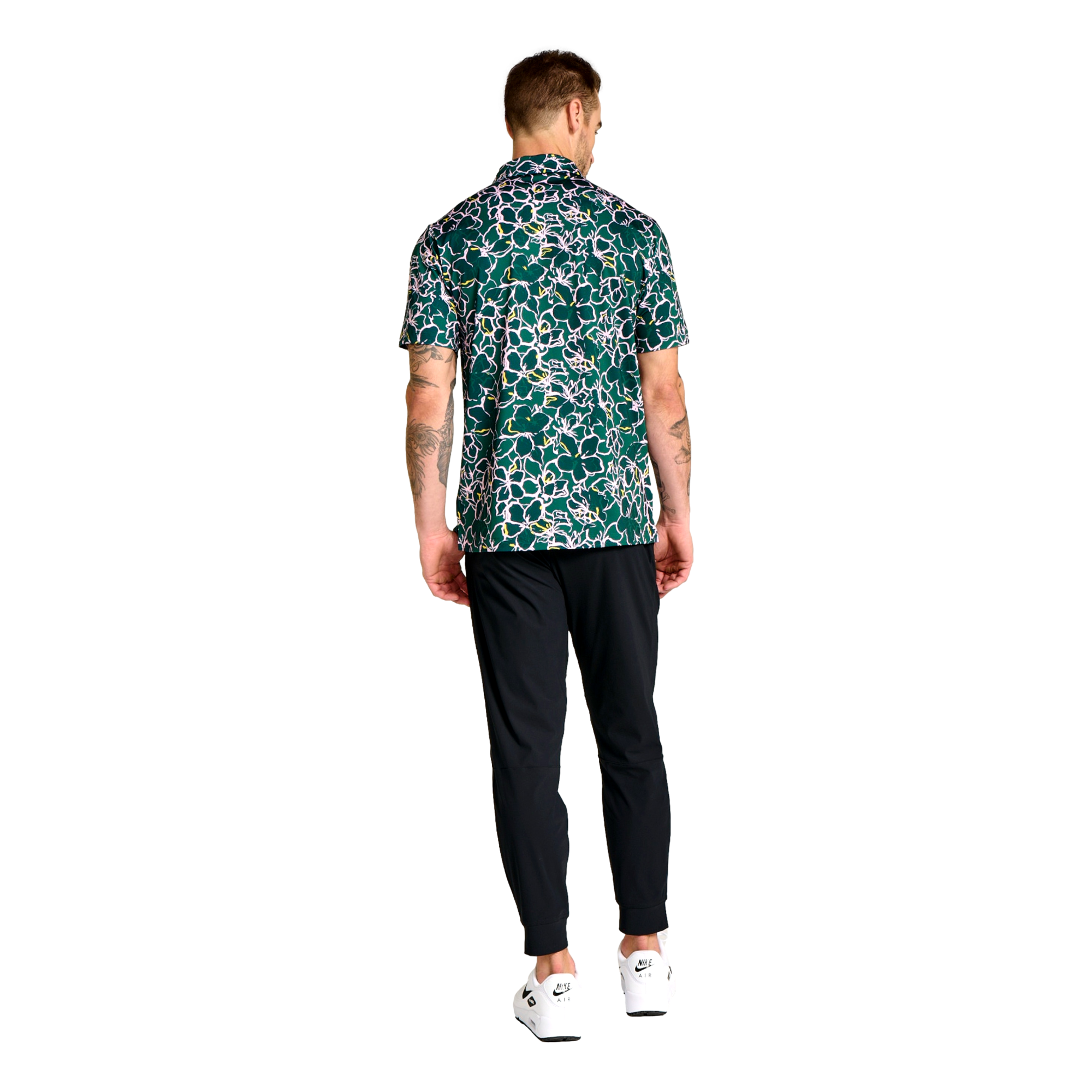 The First Major Floral Men's Short Sleeve Golf Polo Shirt