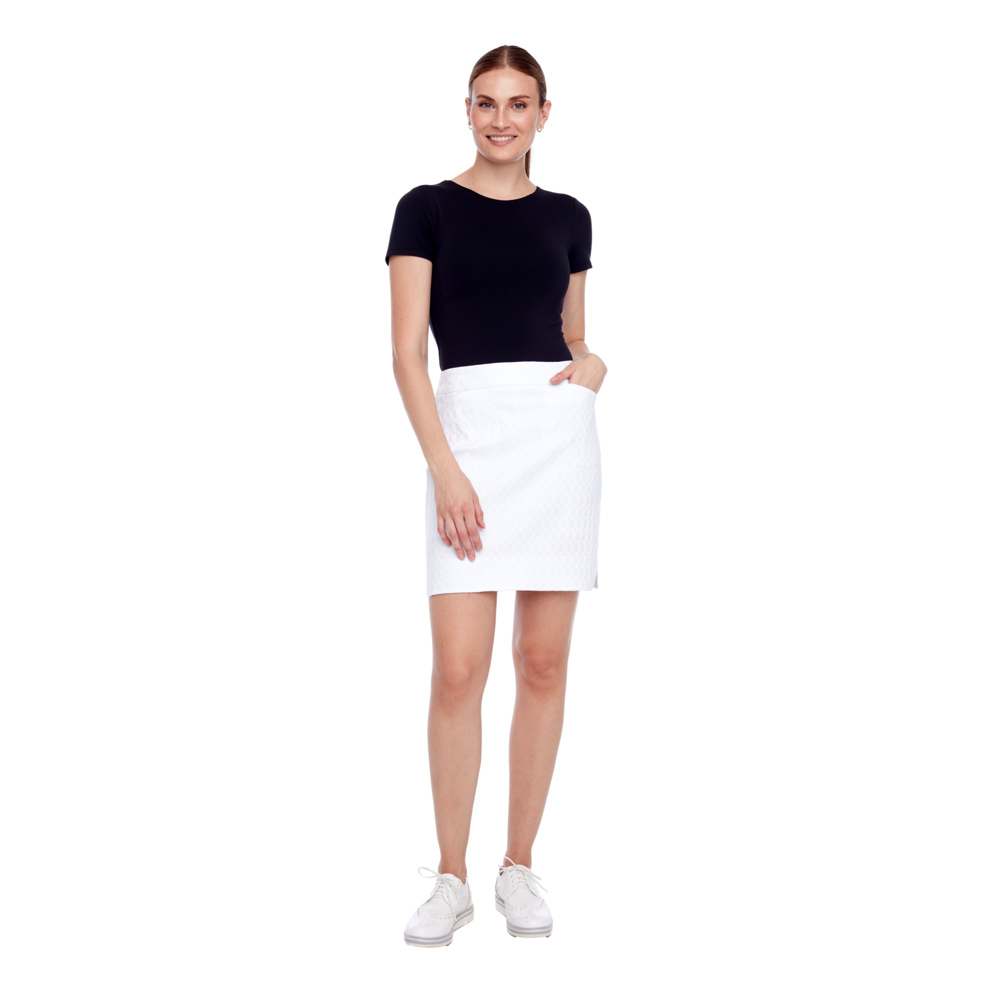 White Cameo18"  Jacquard Skort