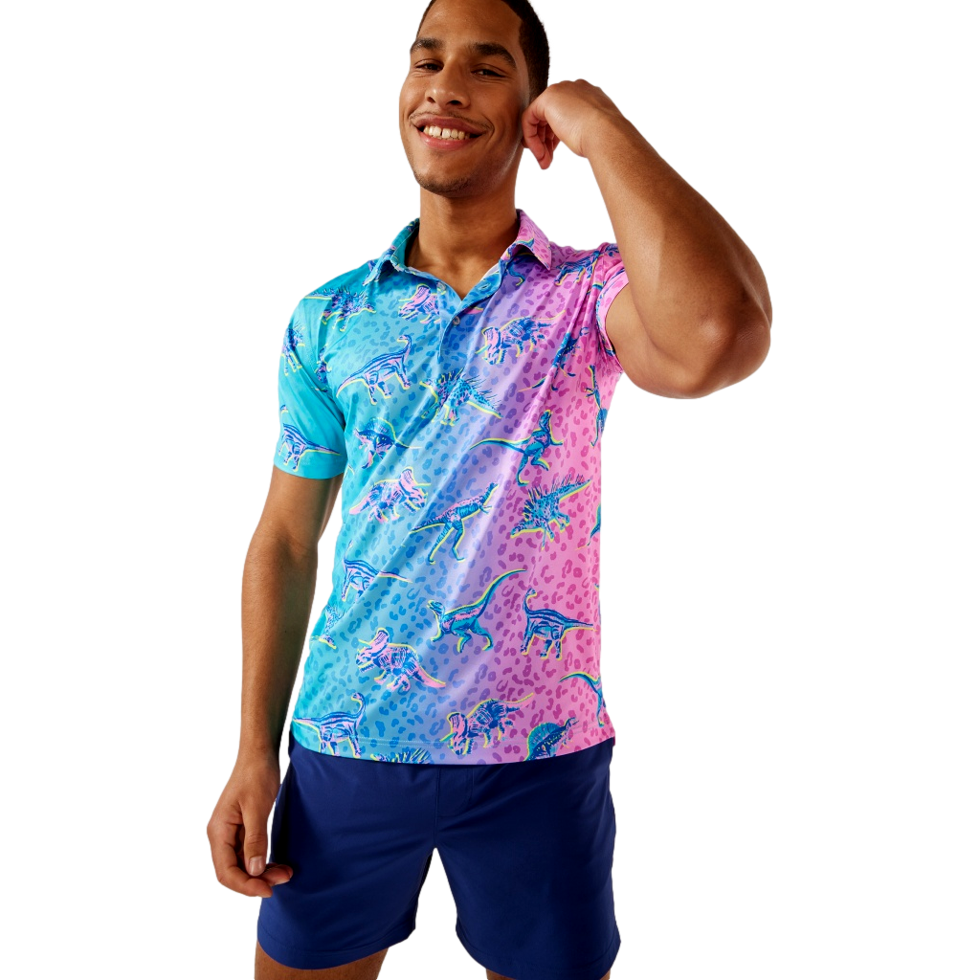 The Dino Delight Men's Short Sleeve Golf Polo Shirt