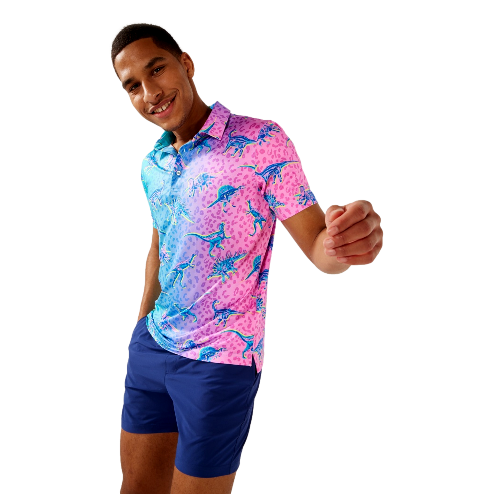 The Dino Delight Men's Short Sleeve Golf Polo Shirt