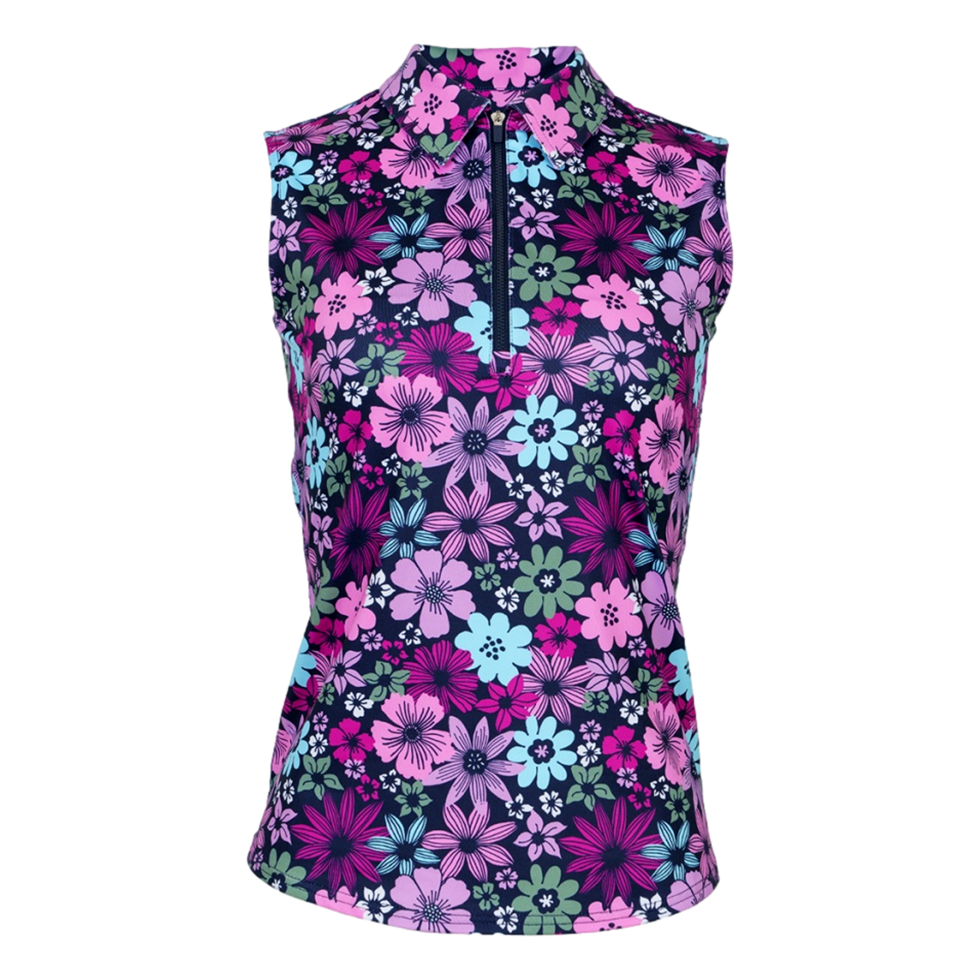 Women's Printed Quarter Zip Sleeveless Top