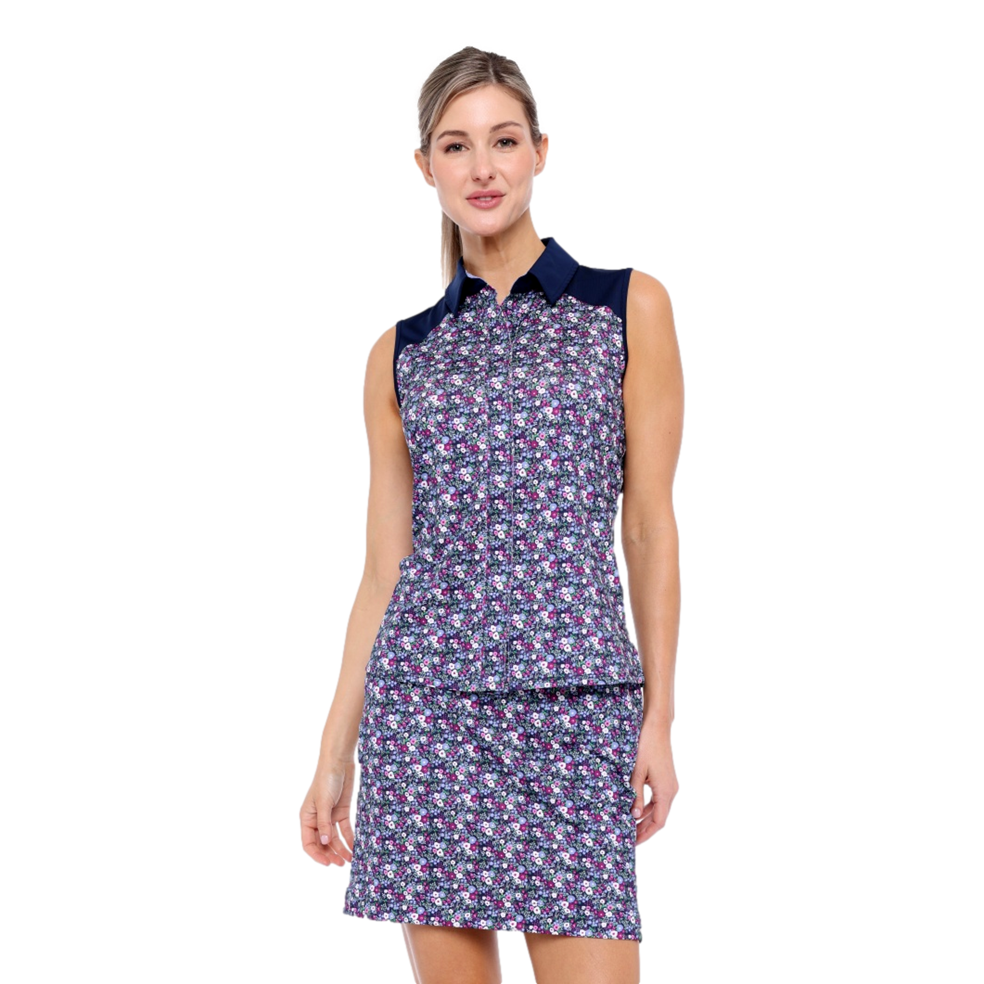 Sleeveless Keystone Floral Polo