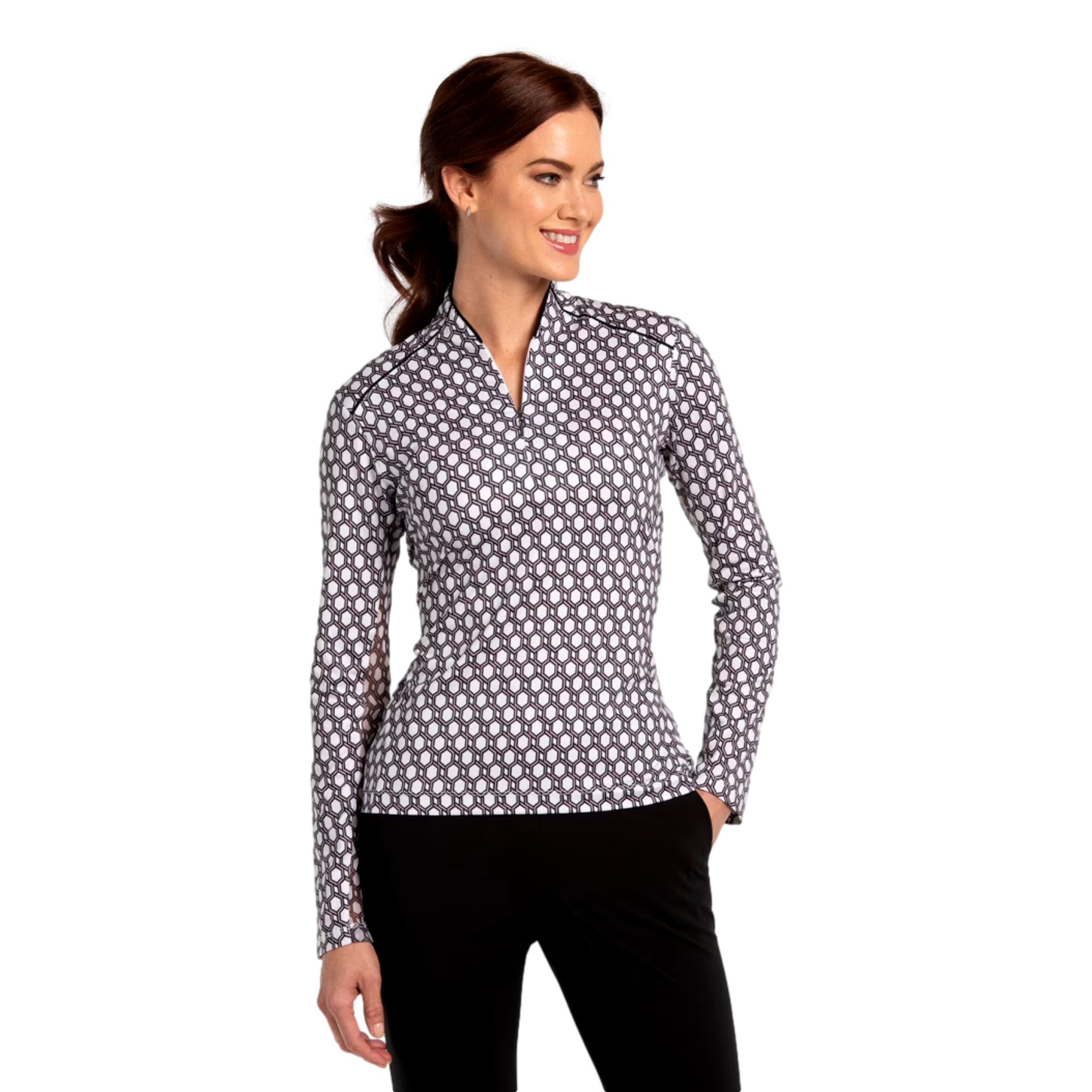 Women's Geo Print Quarter Zip