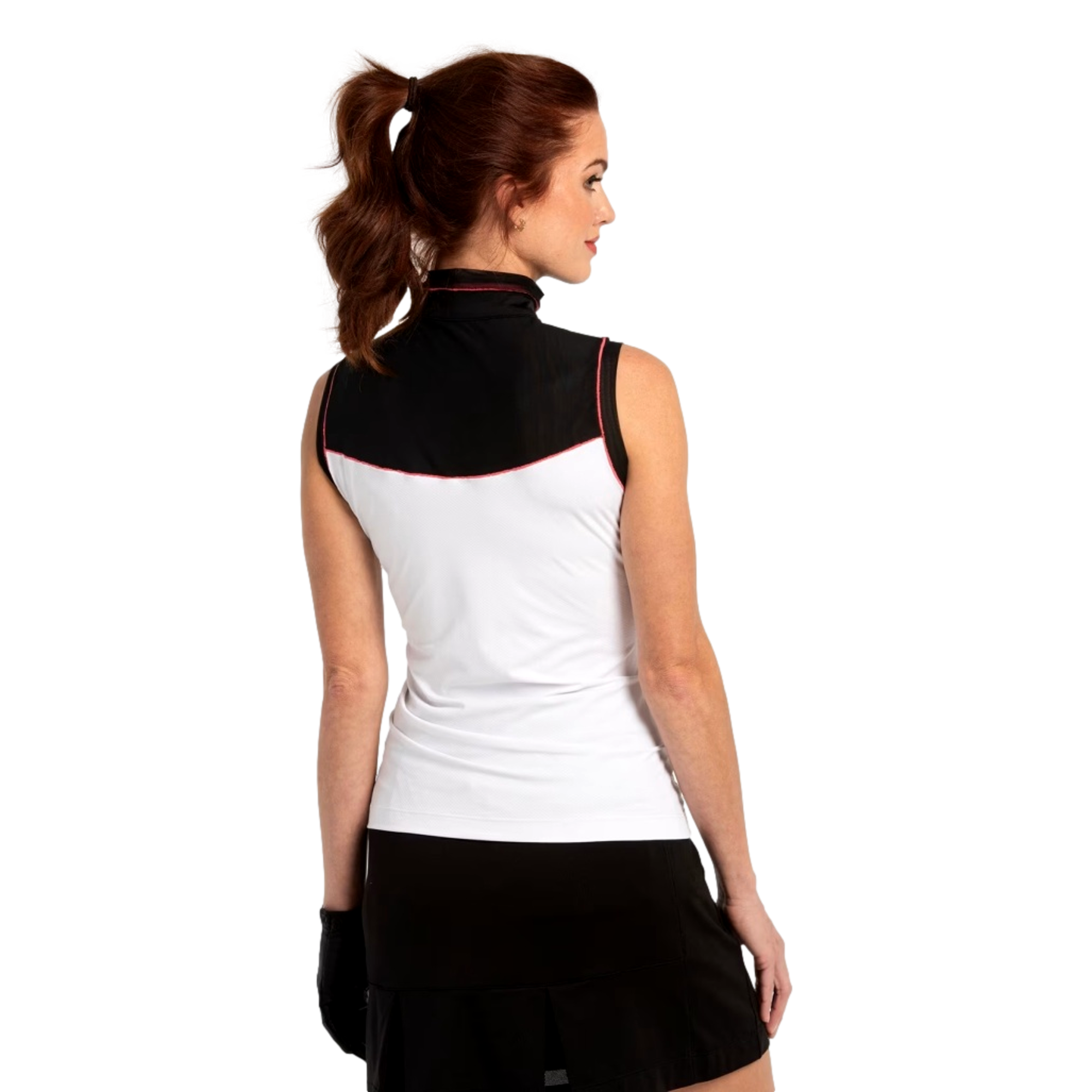 Mesh Colorblock Women's Sleeveless Golf Polo Shirt