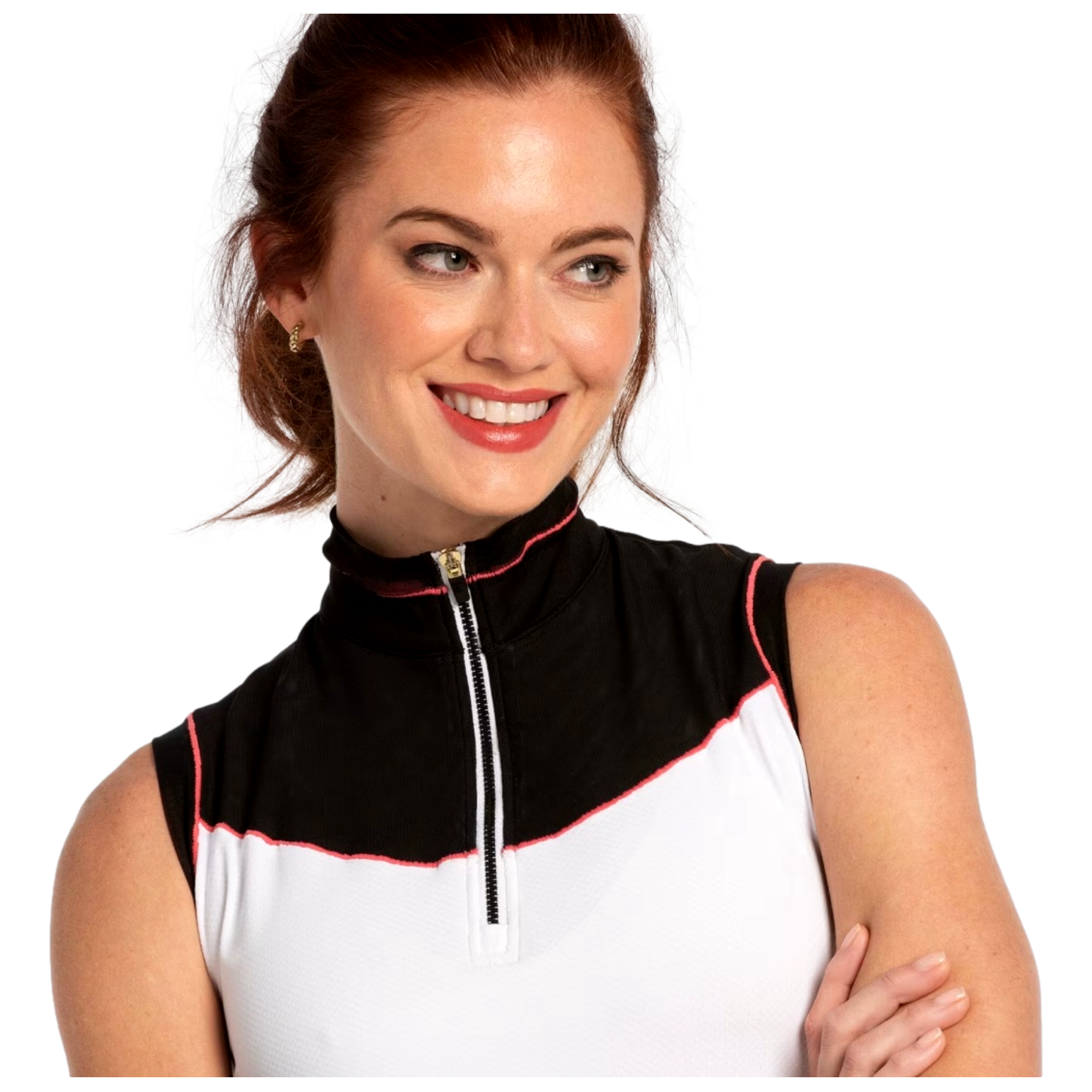 Mesh Colorblock Women's Sleeveless Golf Polo Shirt