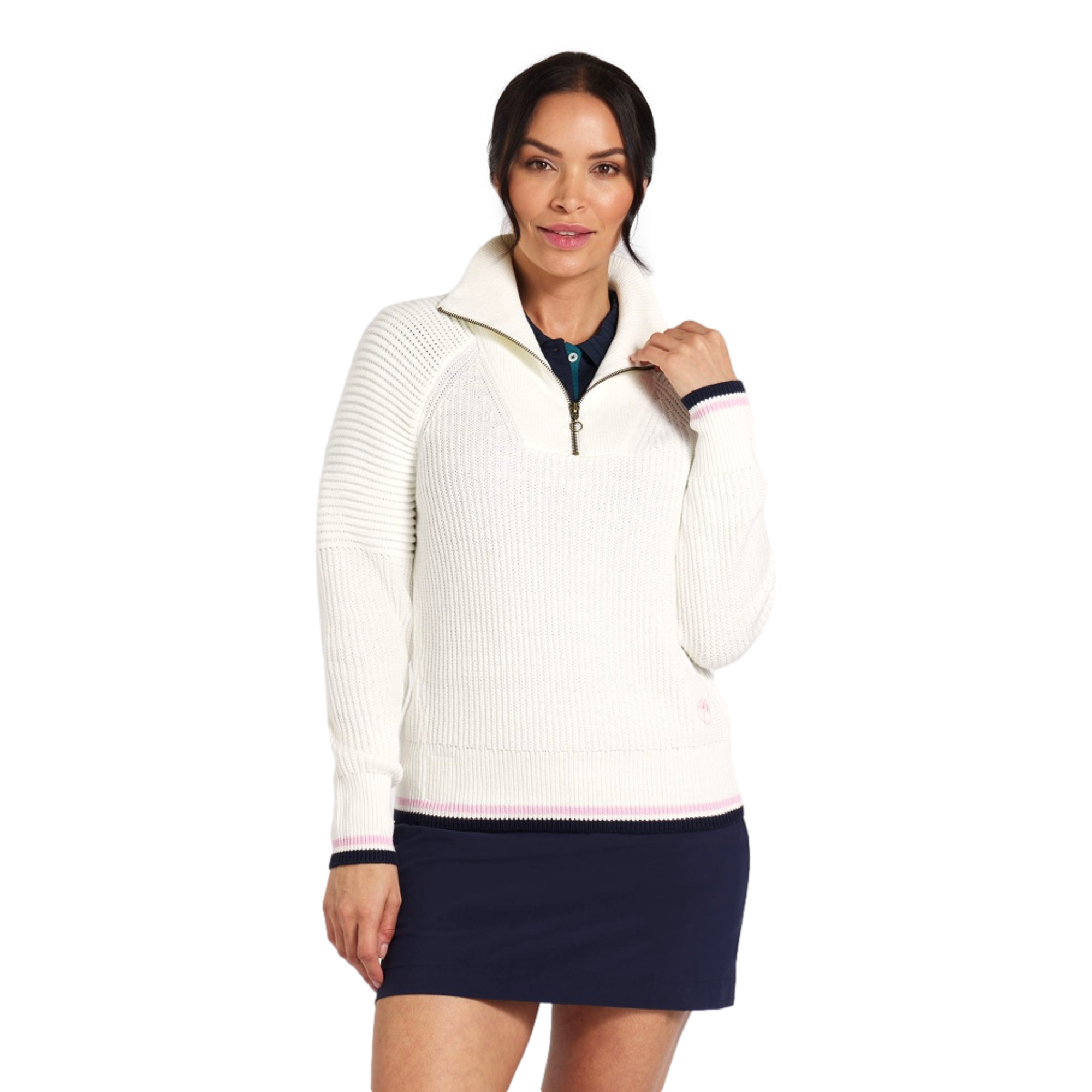 PUMA x AP Long Sleeve Quarter Zip Sweater, Cream, XL Golf