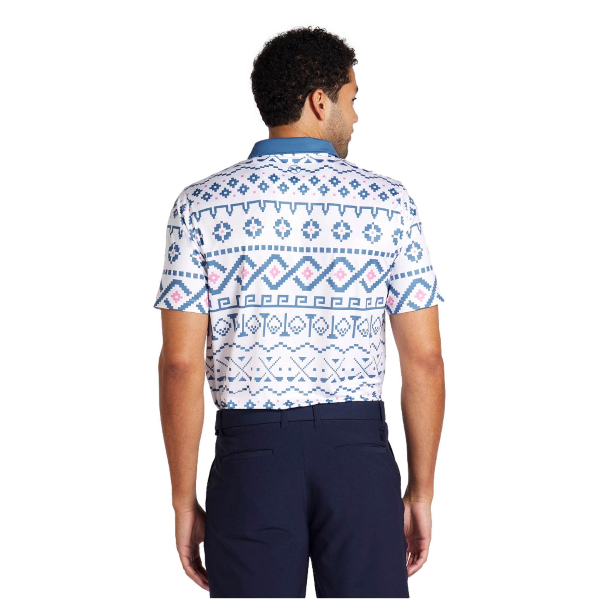 Fair Isle Print Short Sleeve Polo Shirt