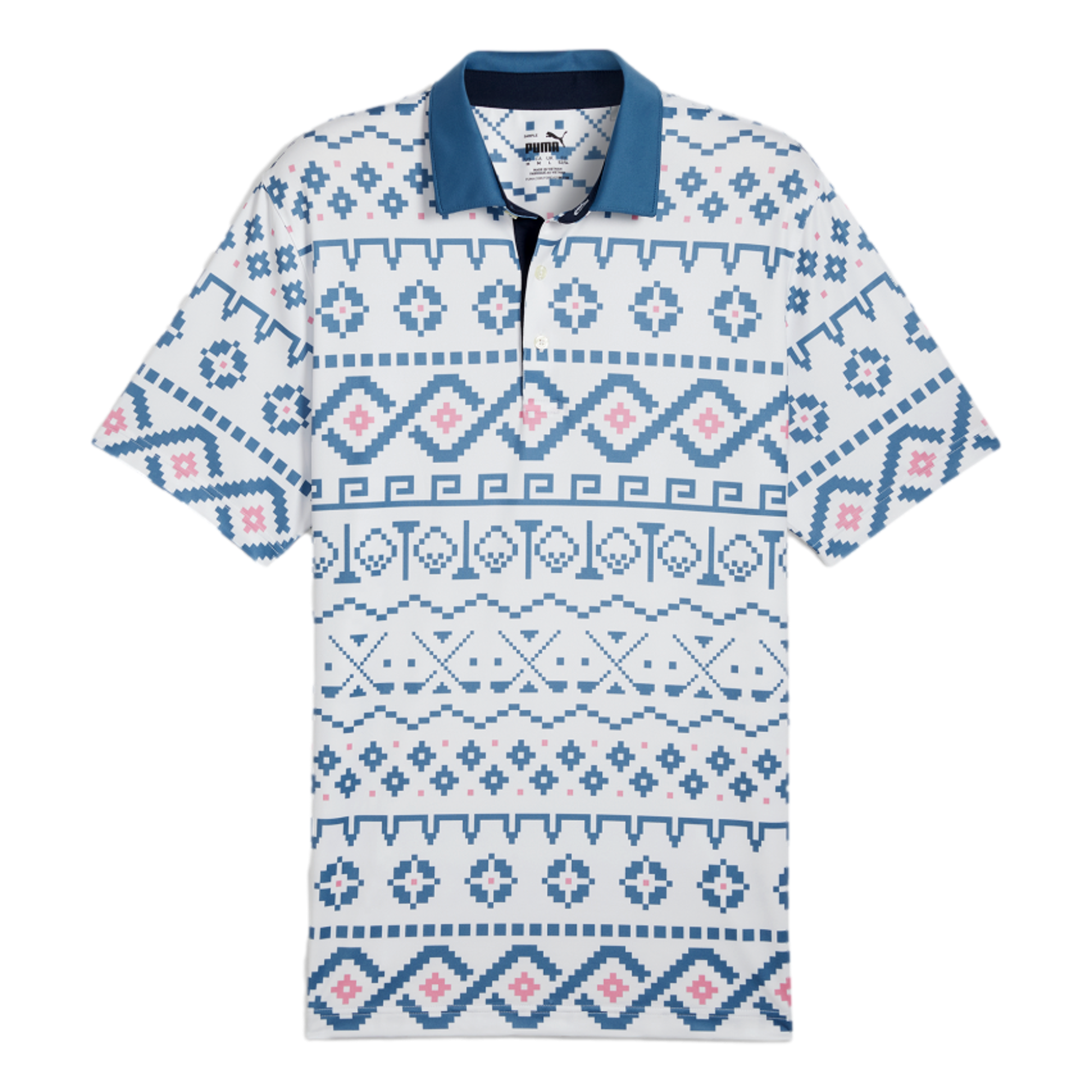 Fair Isle Print Short Sleeve Polo Shirt