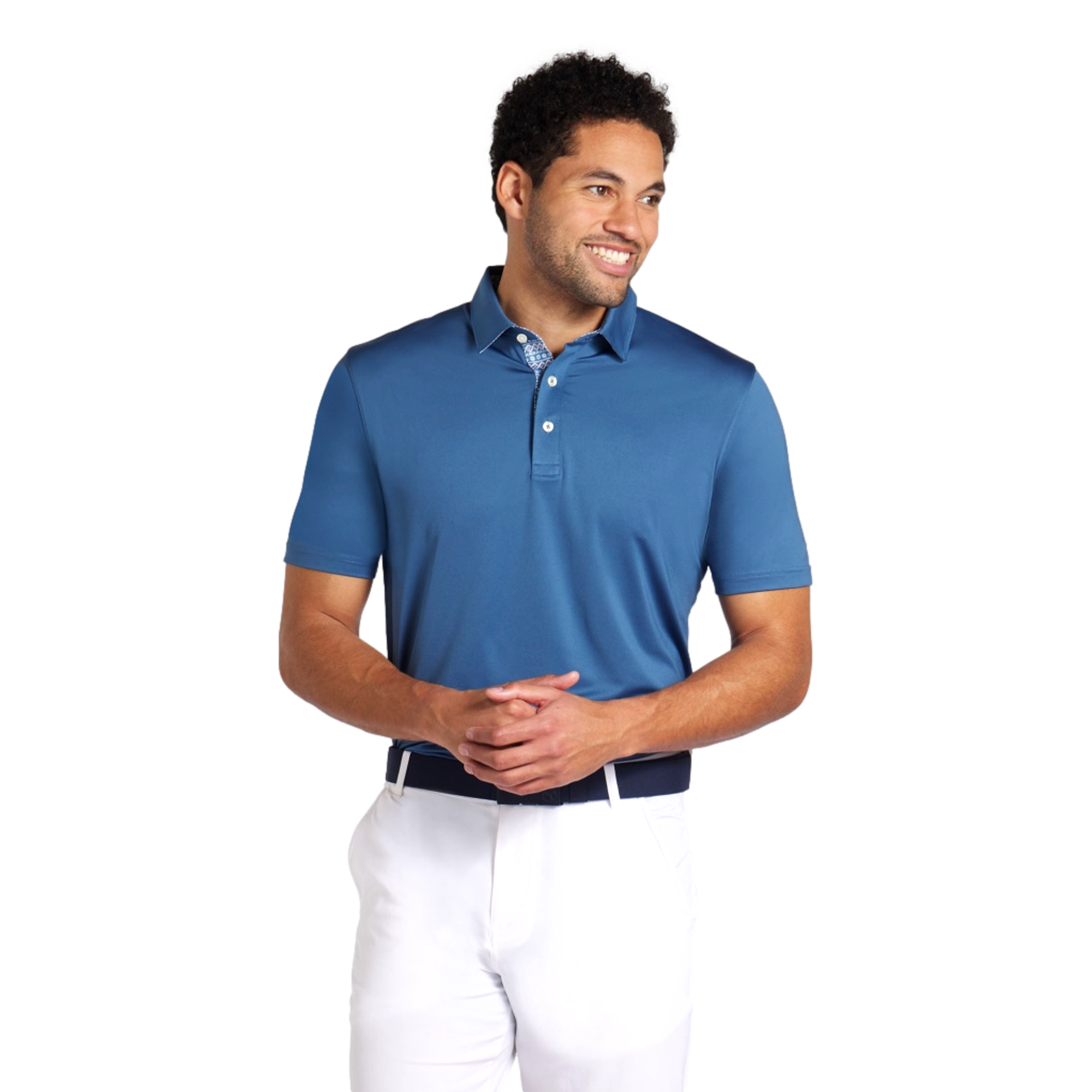 PUMA Fair Isle Trim Short Sleeve Polo Shirt, Blue, XXL