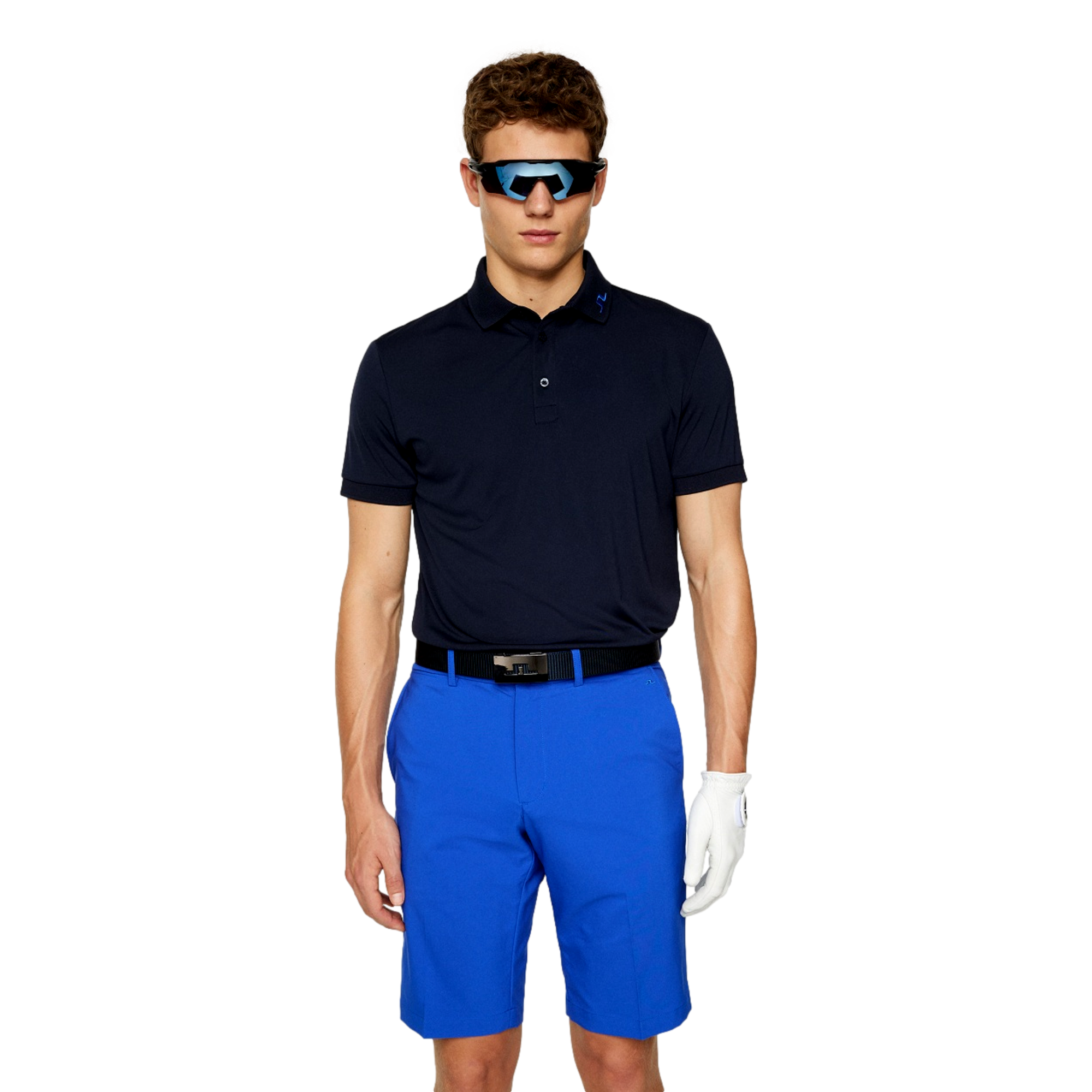 J.Lindeberg Men's KV Short Sleeve Print Polo, Large, Glitch Bridge Blue