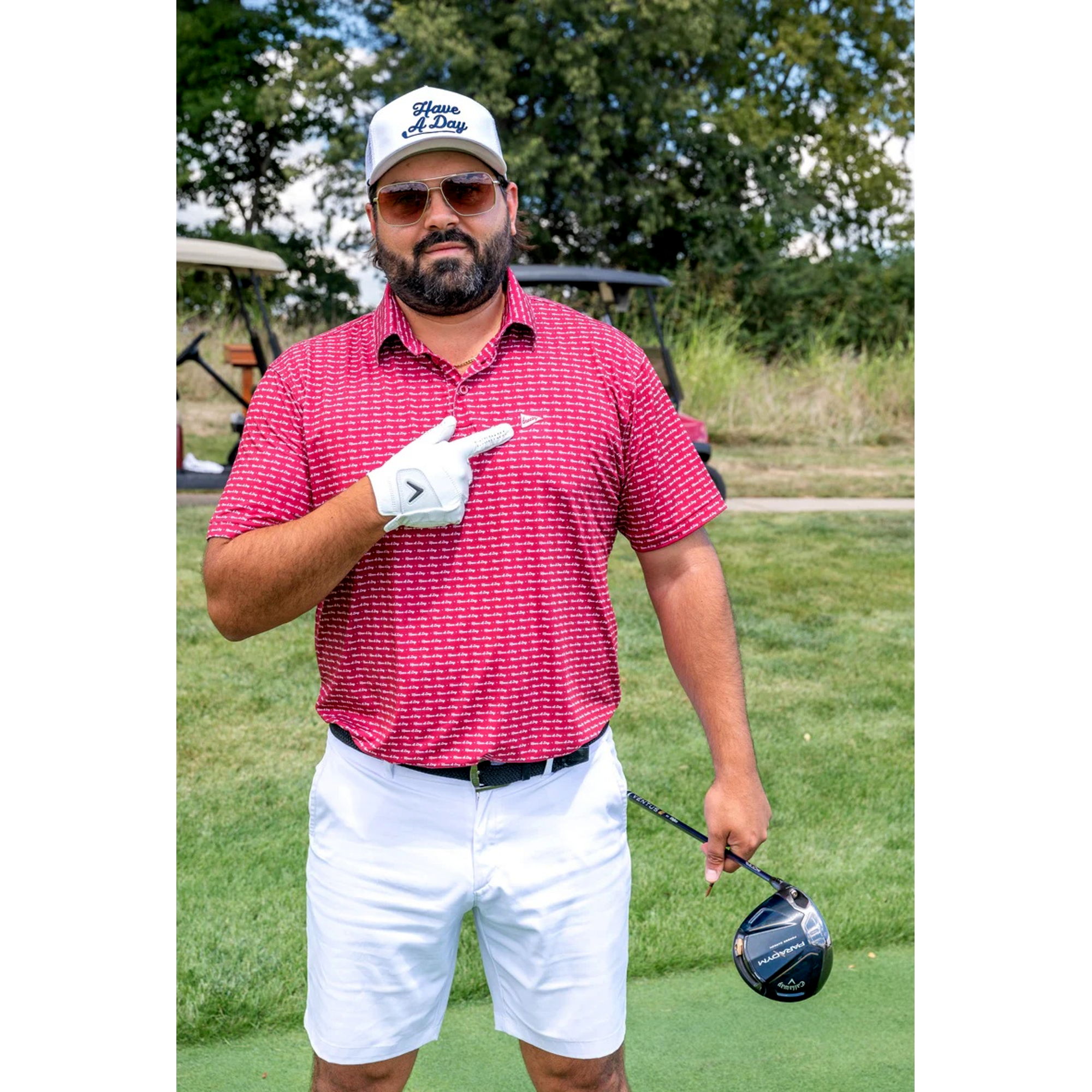 Have A Day Crimson & White Polo