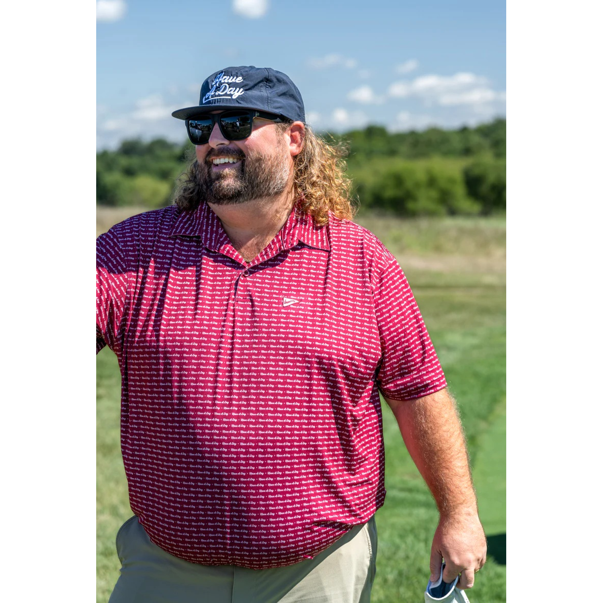 Have A Day Crimson & White Polo