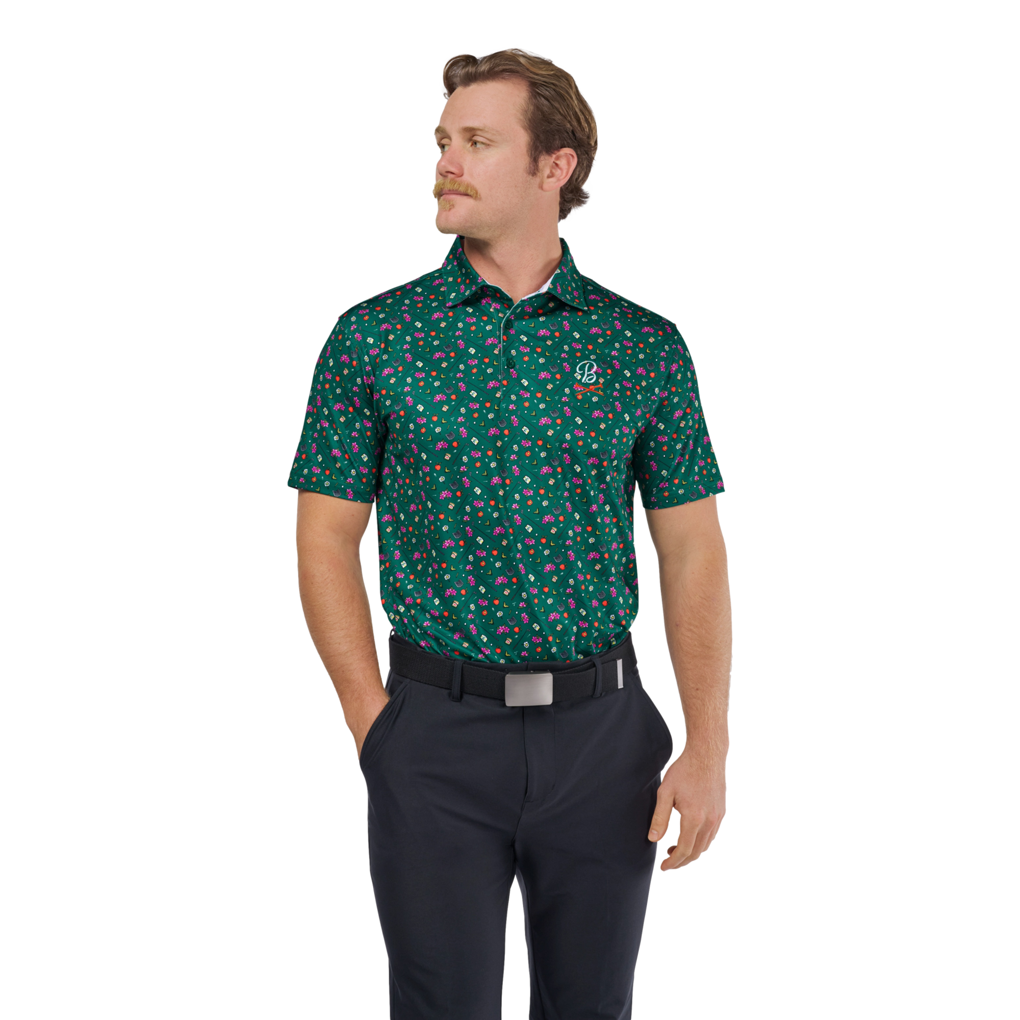 Printed Azaleas Men's Short Sleeve Golf Polo Shirt