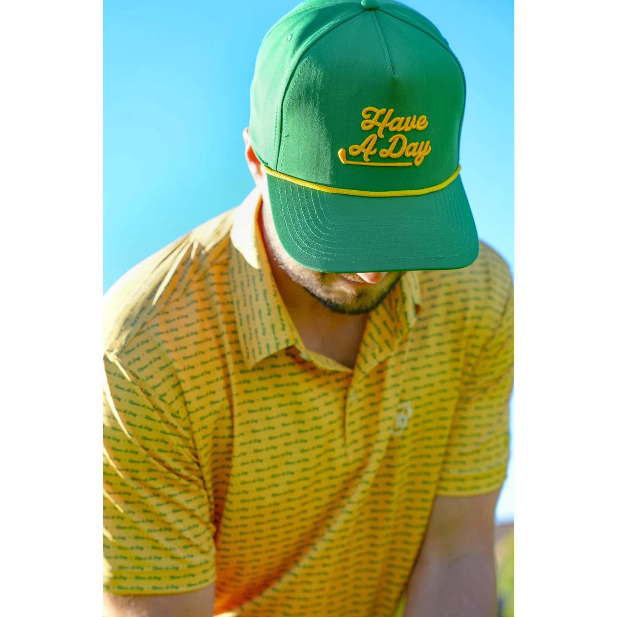 WM Phoenix Open x Breezy Have a Day Yellow Men's Short Sleeve Golf Polo Shirt