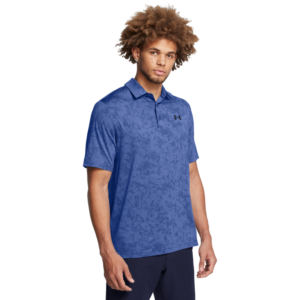 Under Armour UA Playoff 3.0 Line Jacquard Polo Shirt, Blue/Black, XXL