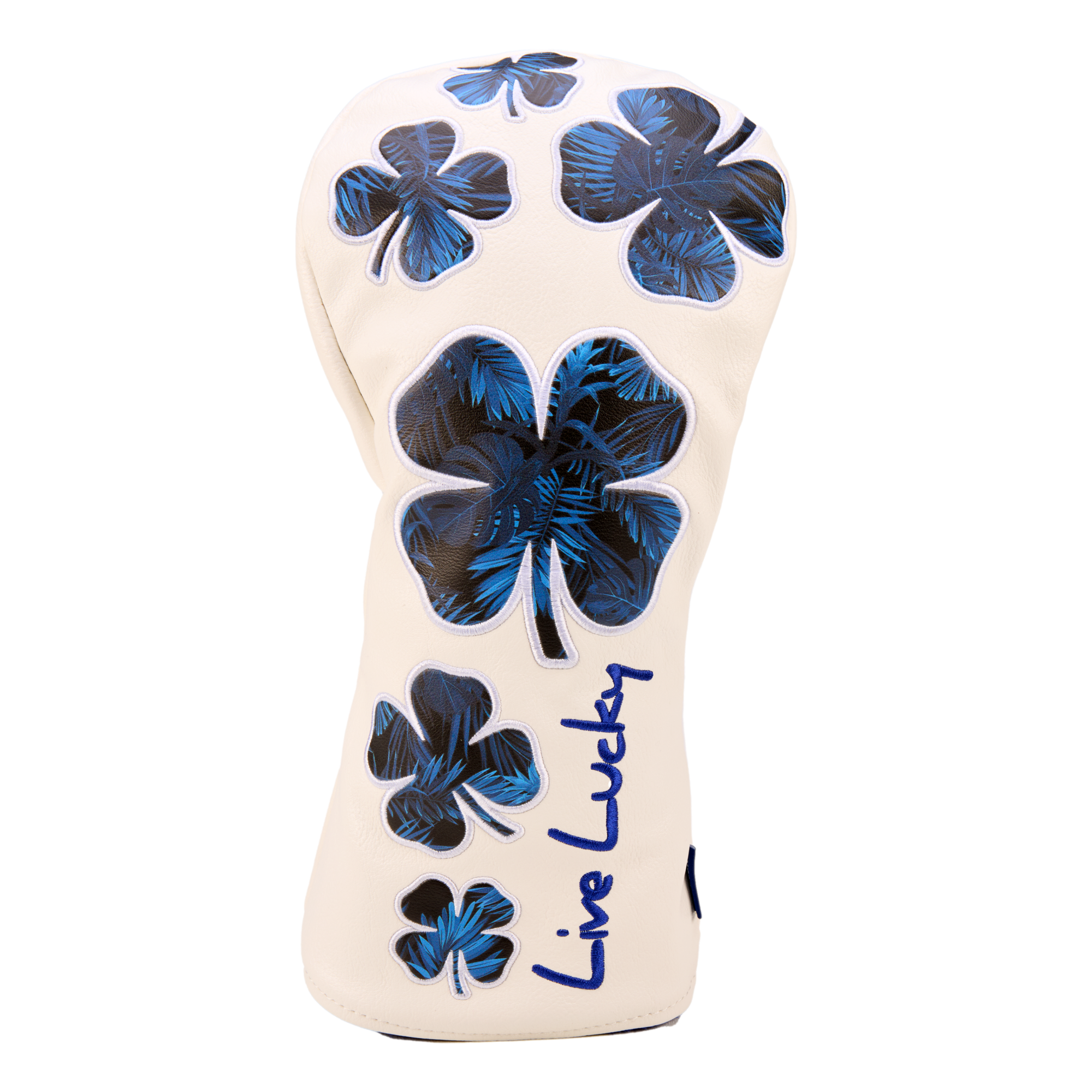 Live Lucky White & Navy Flower Clover Driver Headcover