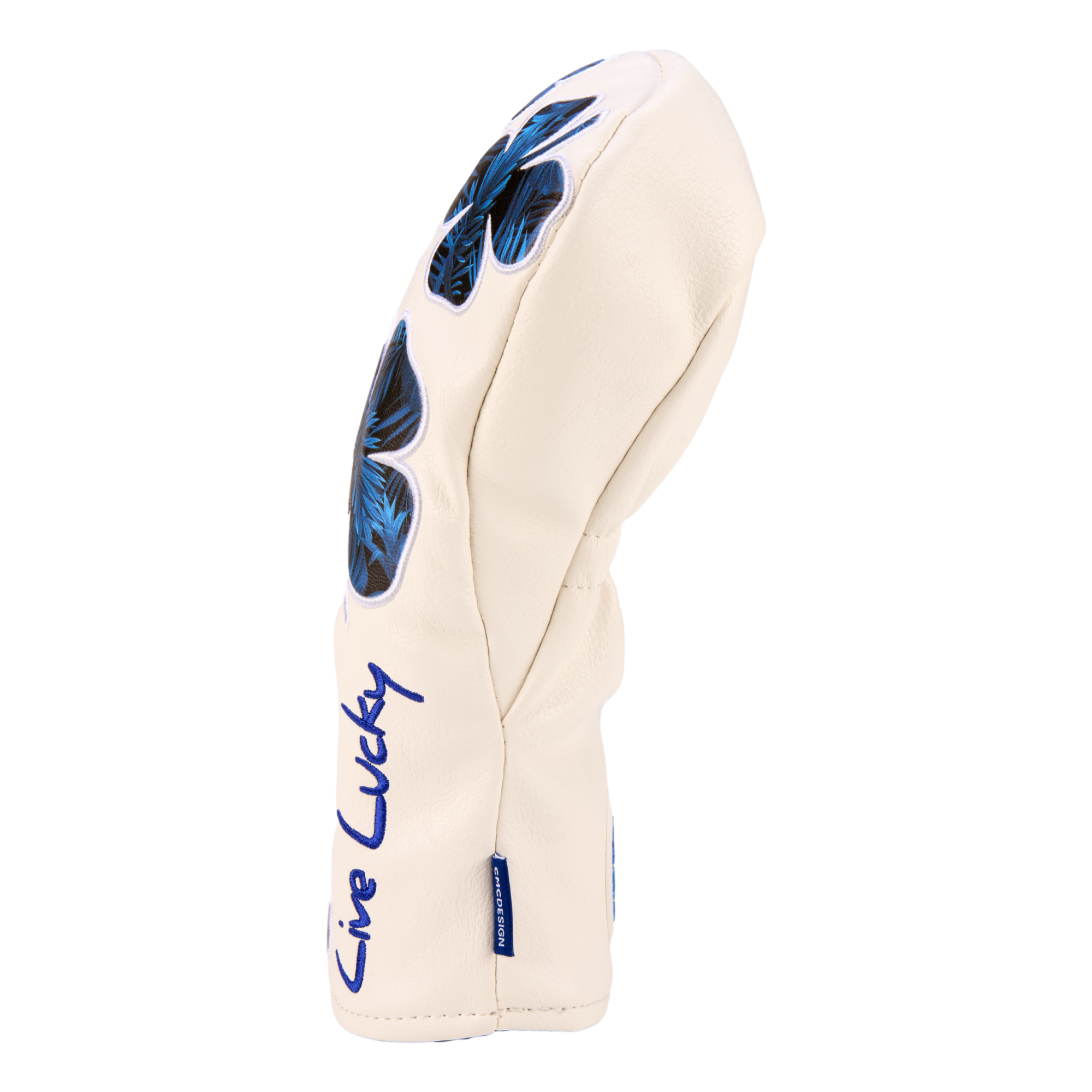 Live Lucky White & Navy Flower Clover Fairway Wood Headcover