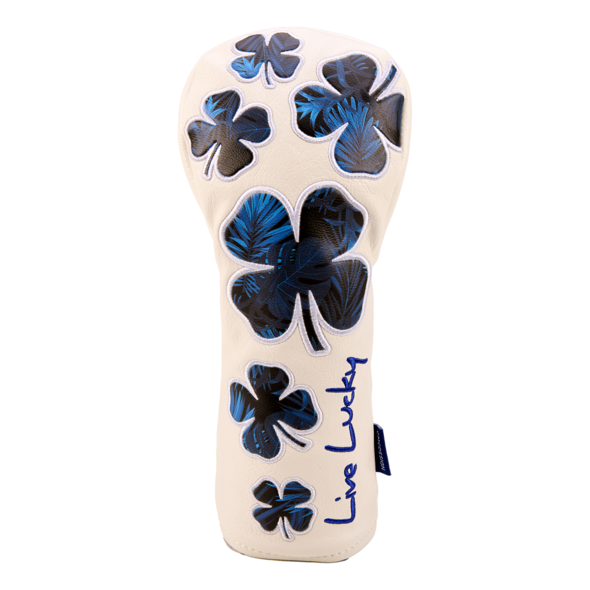 Live Lucky White & Navy Flower Clover Hybrid Headcover